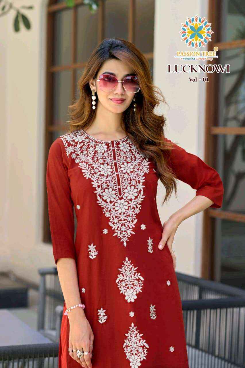 Passion Tree Lucknowi Vol 1 Fancy Kurti Palazzo Pair Collection ( 8 Pcs Catalog )