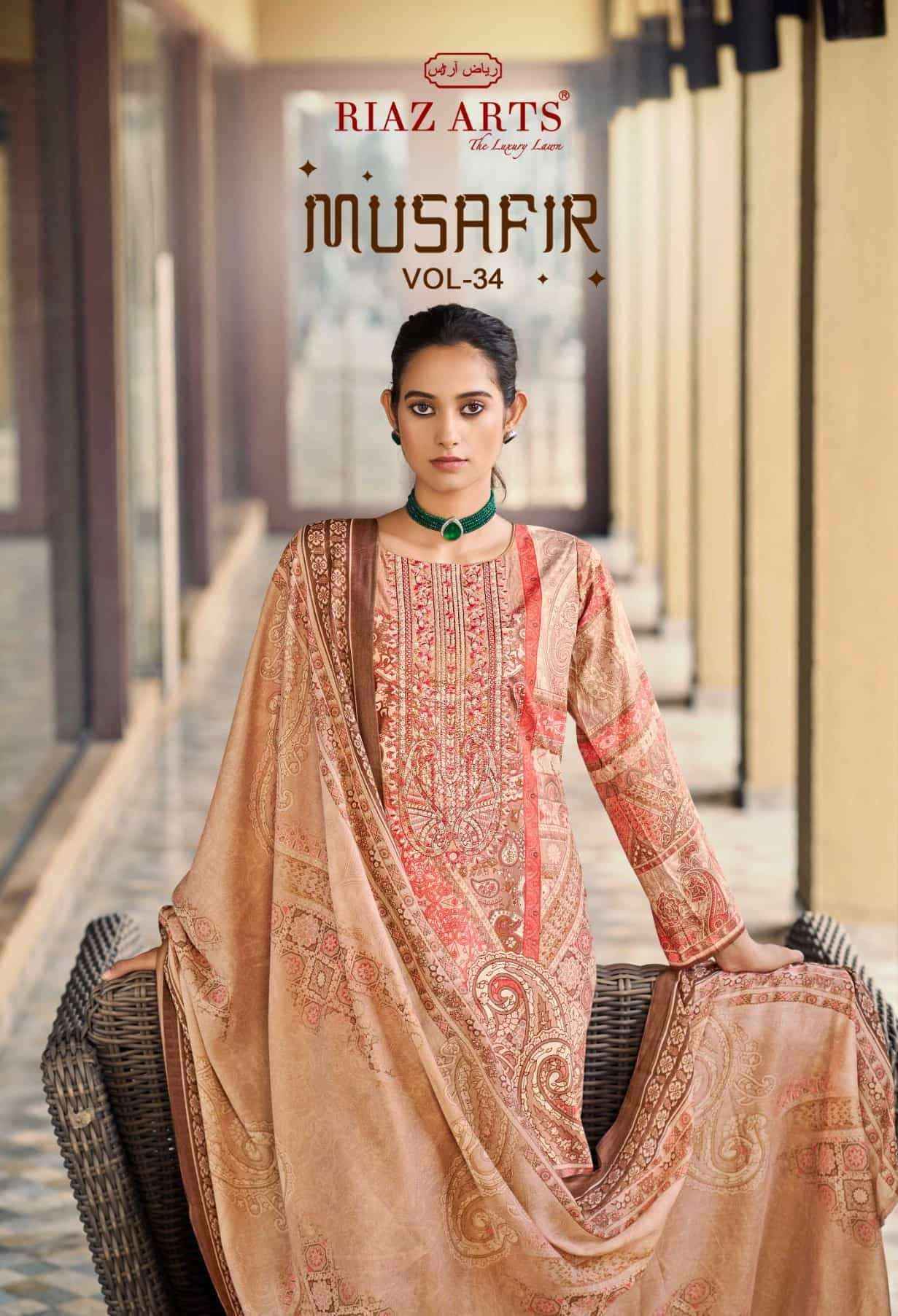 Riaz Arts Musafir Vol 34 Premium Wear Cotton Dress Wholesale Collection ( 6 Pcs Catalog )