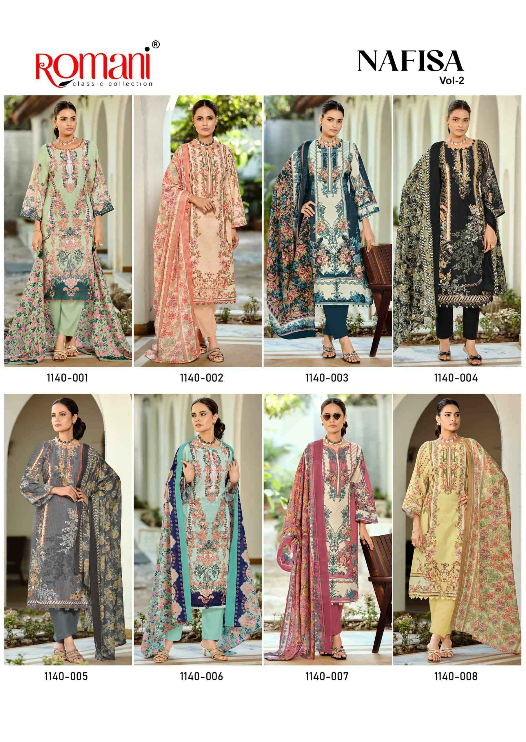 Romani Nafisa Vol 2 Designer Printed Cotton Dress Collection ( 8 Pcs Catalog )