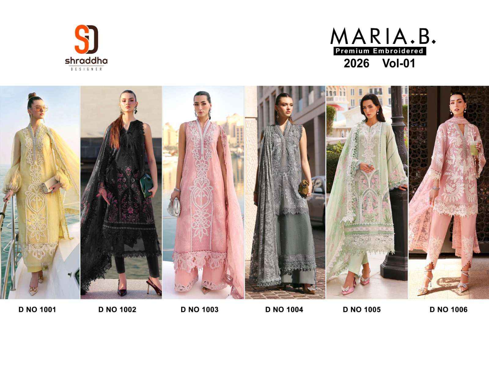 Shraddha Maria B Premium Collection 2026 Vol 1 Designer Cotton Pakistani Dress Material Wholesale Price ( 6 Pcs Catalog )
