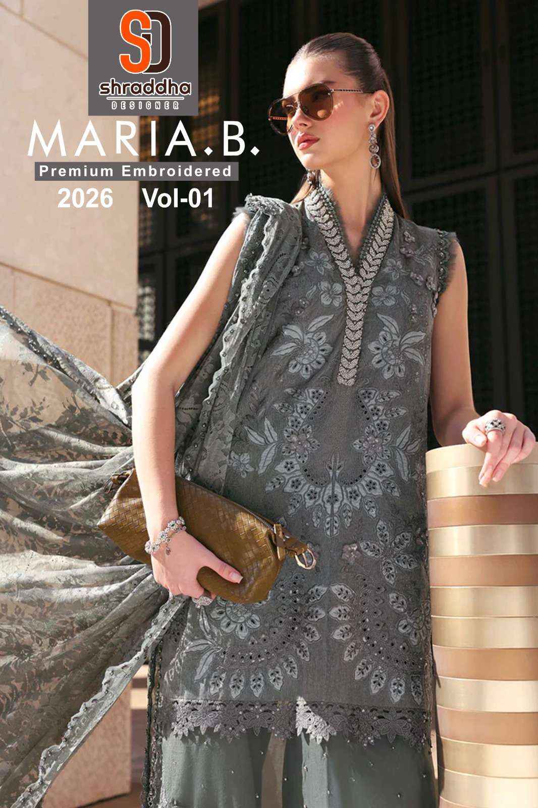 Shraddha Maria B Premium Collection 2026 Vol 1 Designer Cotton Pakistani Dress Material Wholesale Price ( 6 Pcs Catalog )