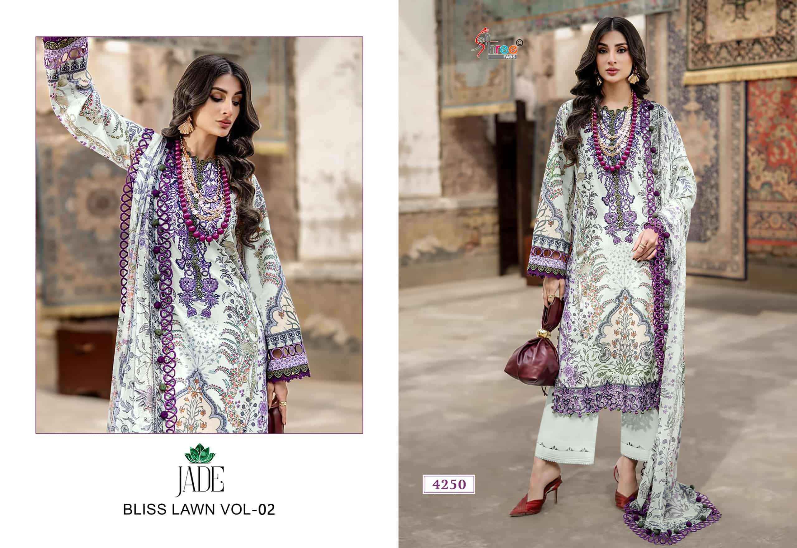 Shree Fabs Jade Bilss Lawn Vol 2 Pakistani Cotton Salwar Suit ( 4 Pcs Catalogue )