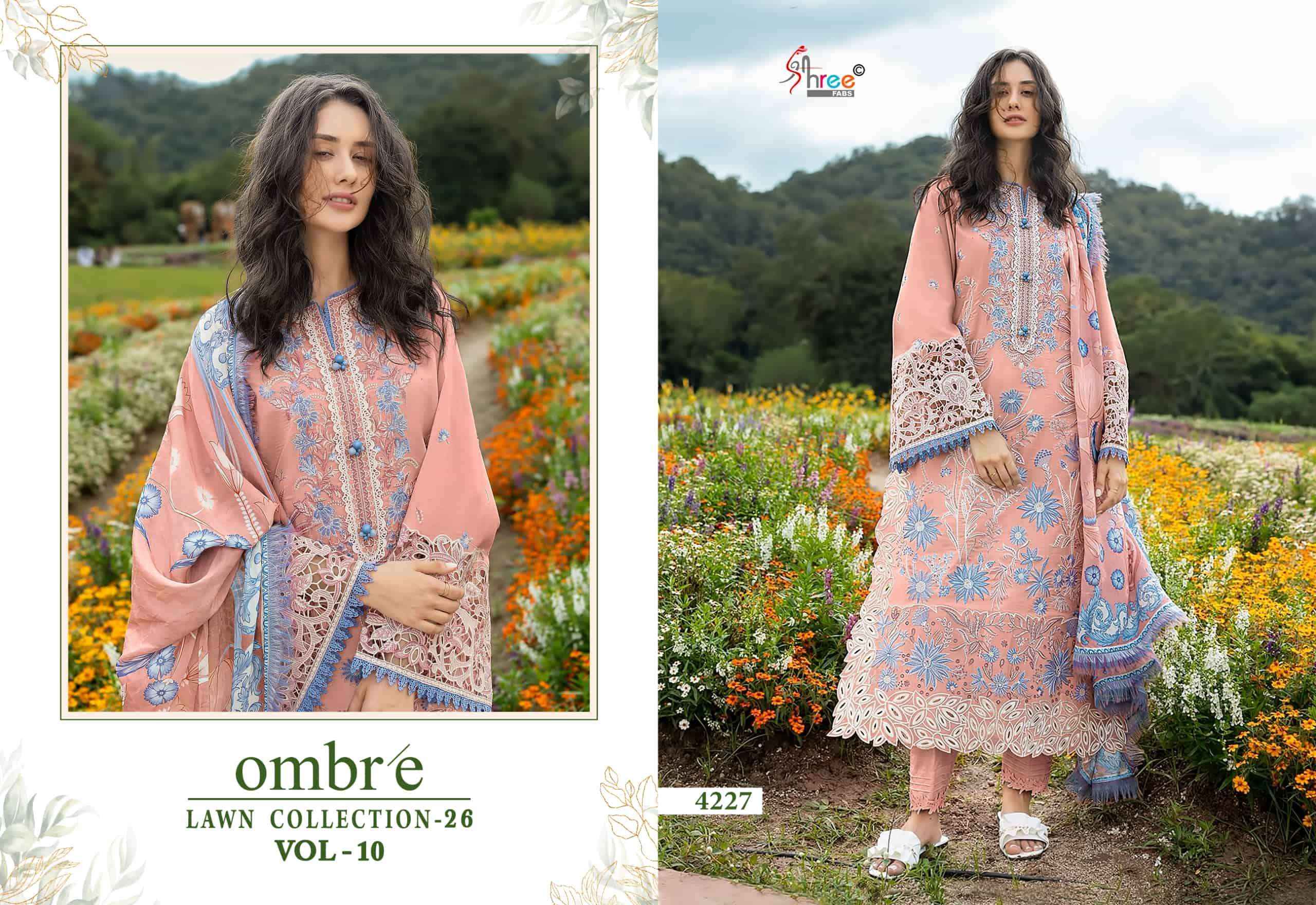Shree Fabs Ombre Lawn Collection 26 Vol 10 Pure Cotton Pakistani Suits ( 6 Pcs Catalogue )