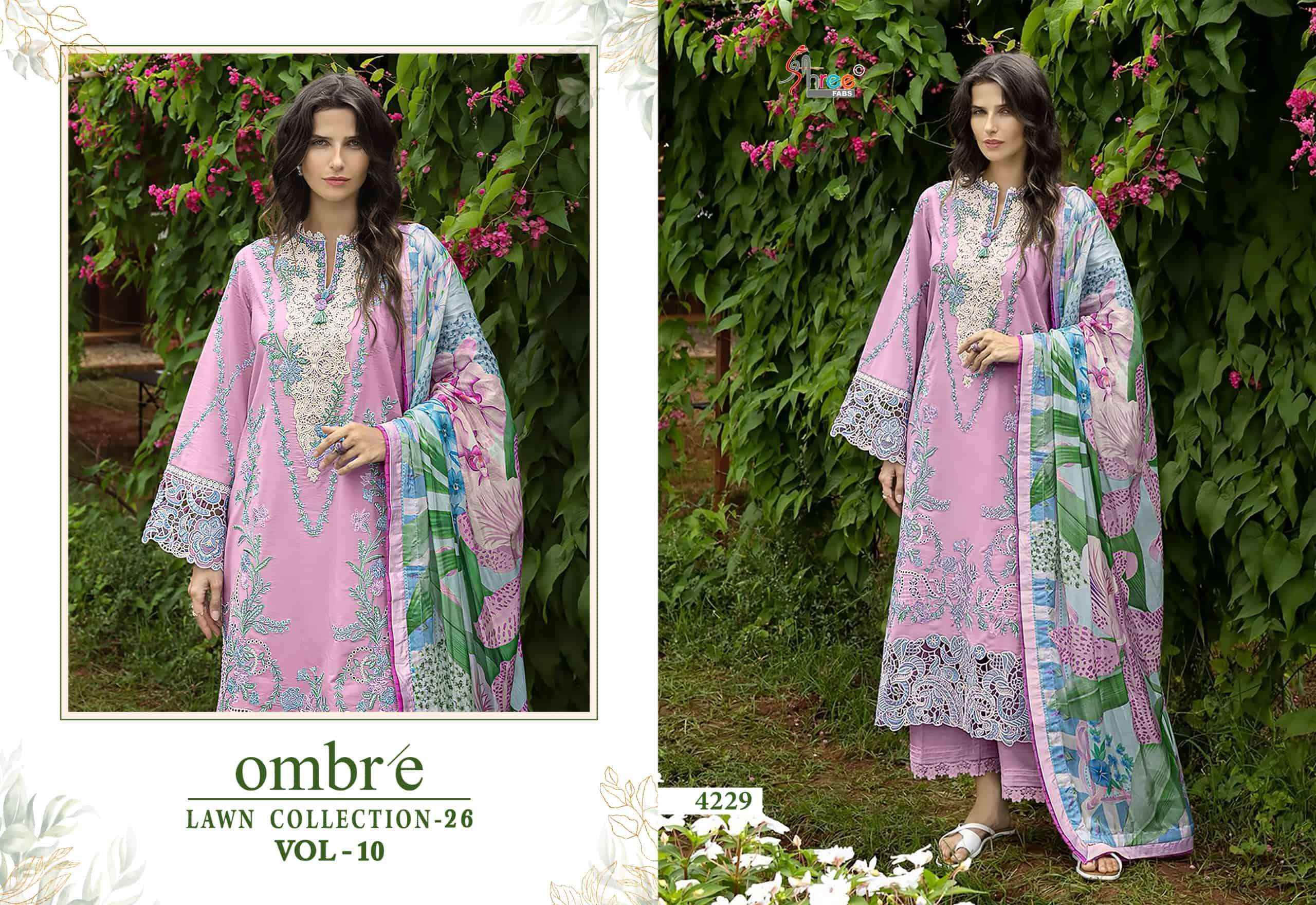 Shree Fabs Ombre Lawn Collection 26 Vol 10 Pure Cotton Pakistani Suits ( 6 Pcs Catalogue )