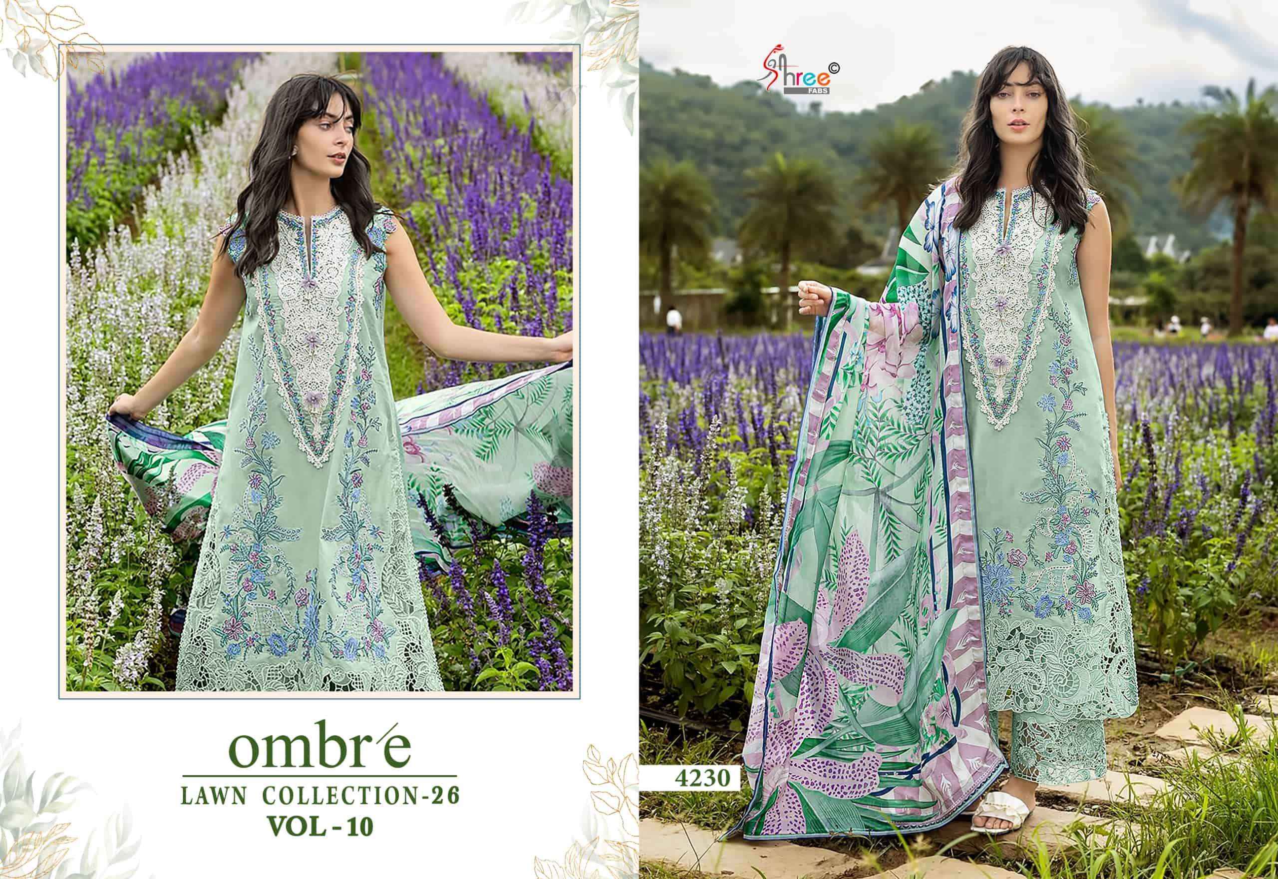 Shree Fabs Ombre Lawn Collection 26 Vol 10 Pure Cotton Pakistani Suits ( 6 Pcs Catalogue )