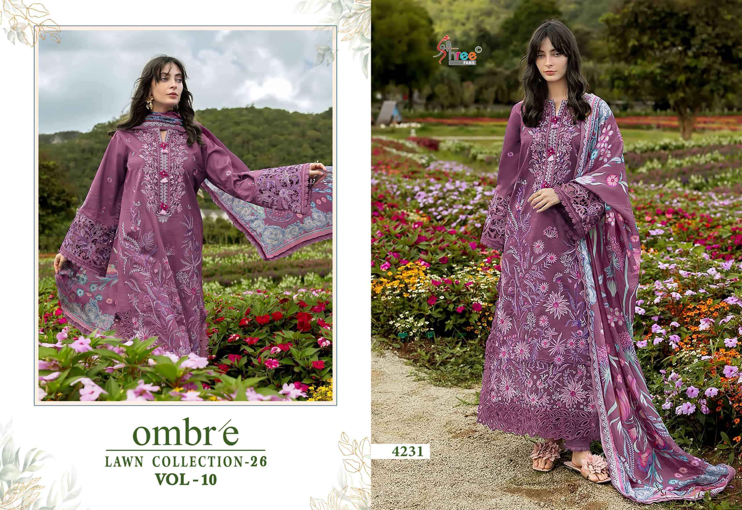 Shree Fabs Ombre Lawn Collection 26 Vol 10 Pure Cotton Pakistani Suits ( 6 Pcs Catalogue )
