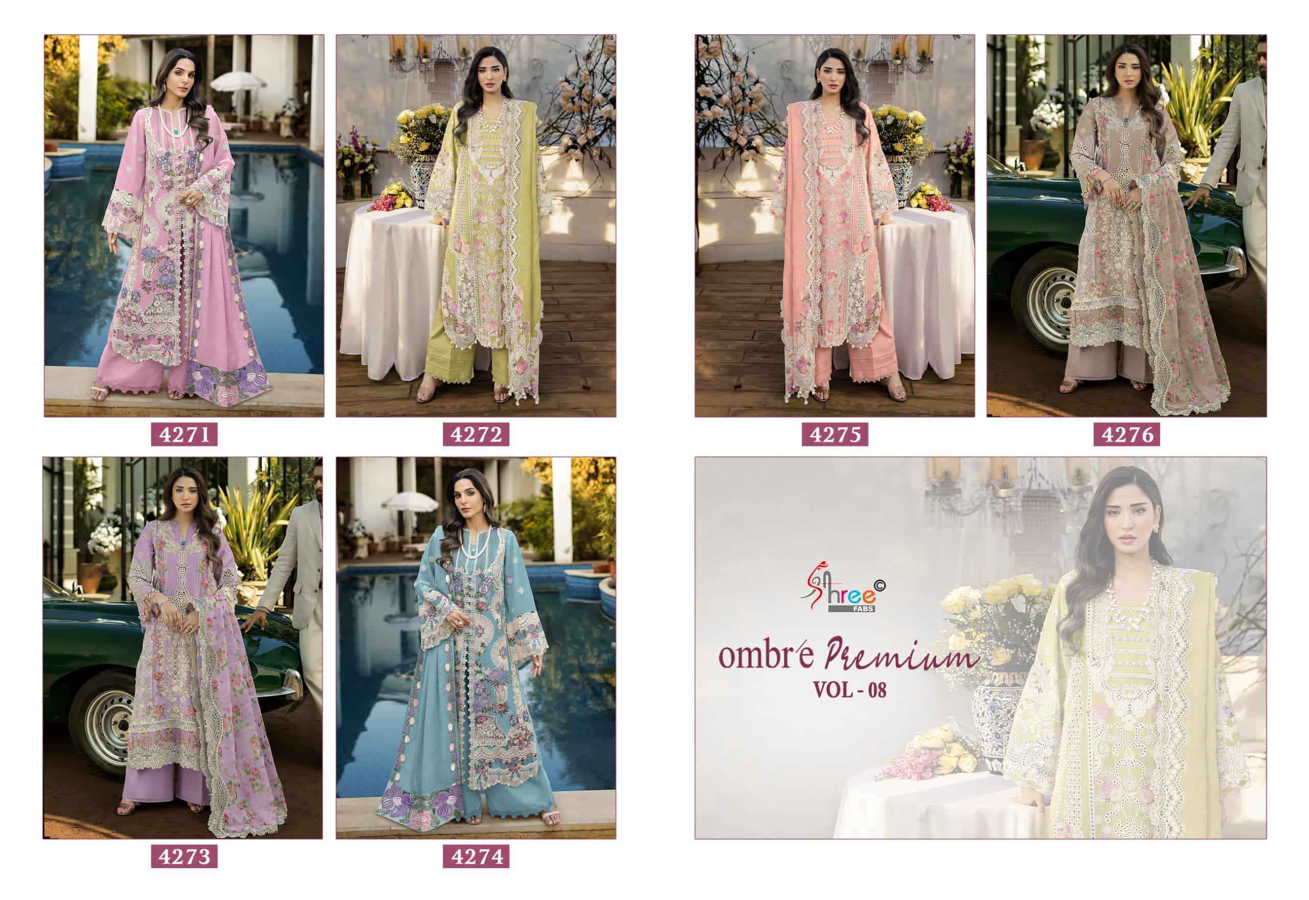 Shree Fabs Ombre Premium Vol 8 Pure Cotton Pakistani Dress Material Wholesale Price ( 6 Pcs Catalogue )