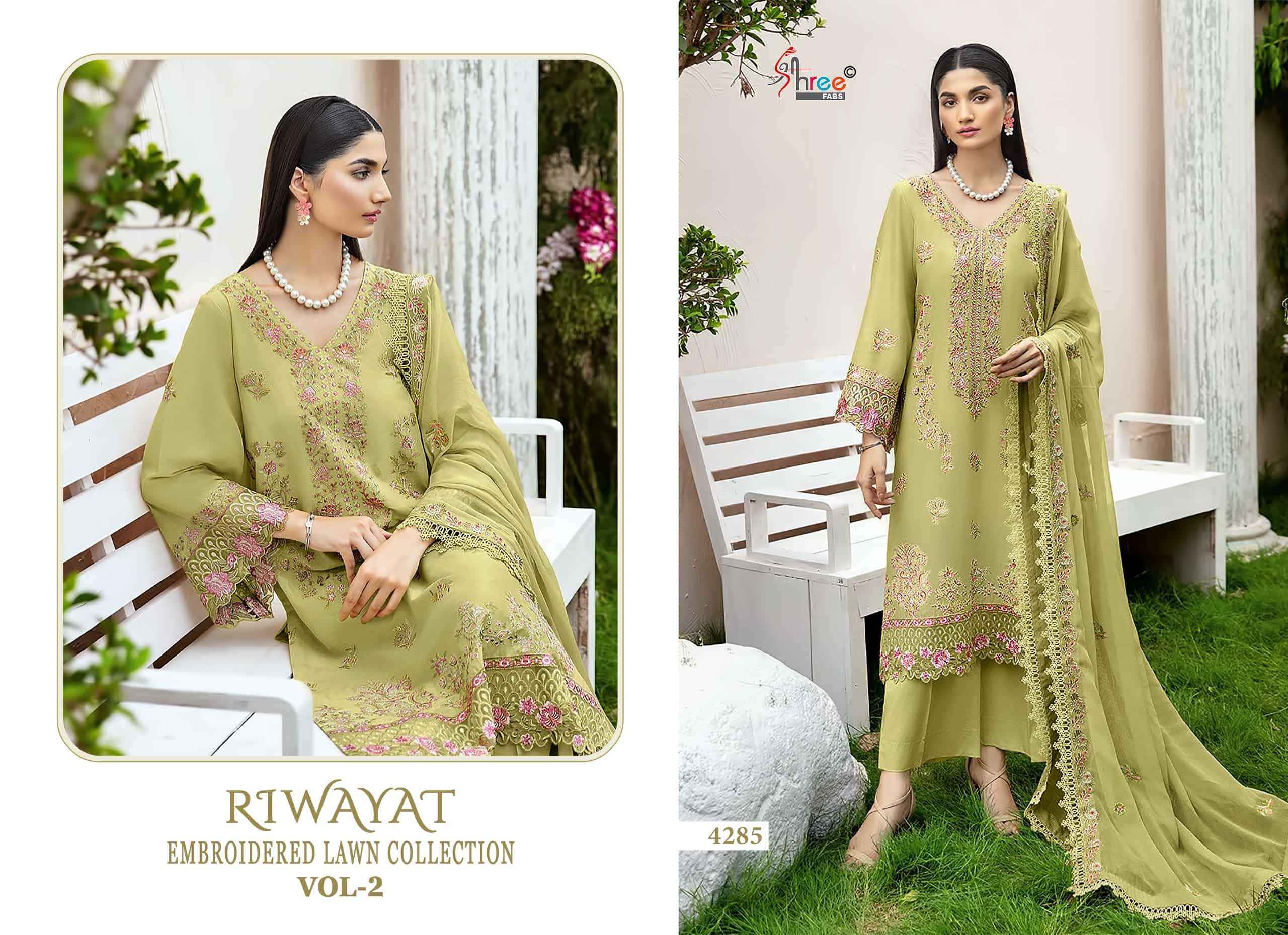 Shree Fabs Riwayat Embroidered Lawn Collection Vol 2 Pure Cotton Pakistani Suits ( 3 Pcs Catalogue )