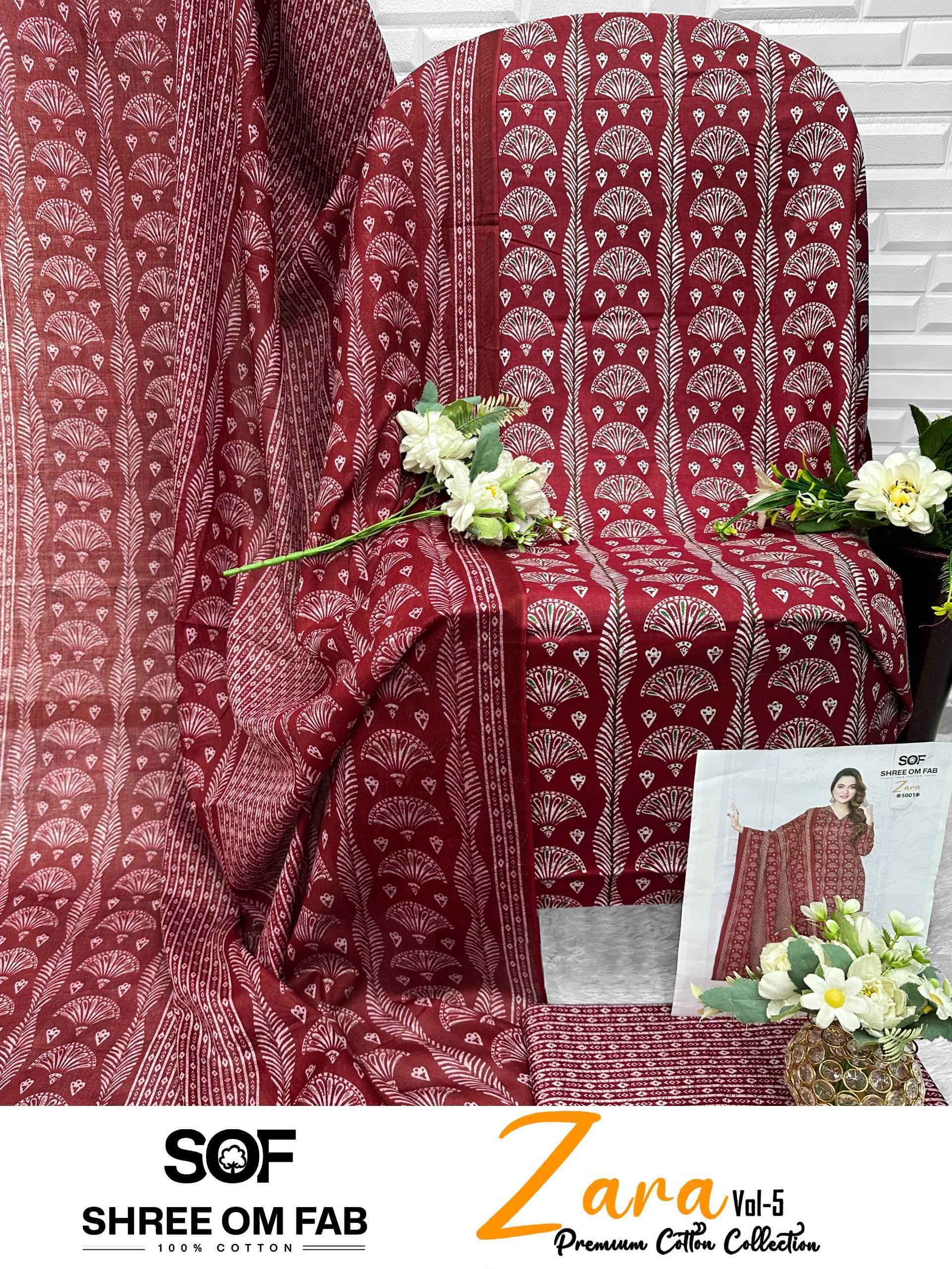 Shree Om Fab Zara Vol 5 Cotton Dress Material Wholesale Price ( 10 pcs Catalogue )