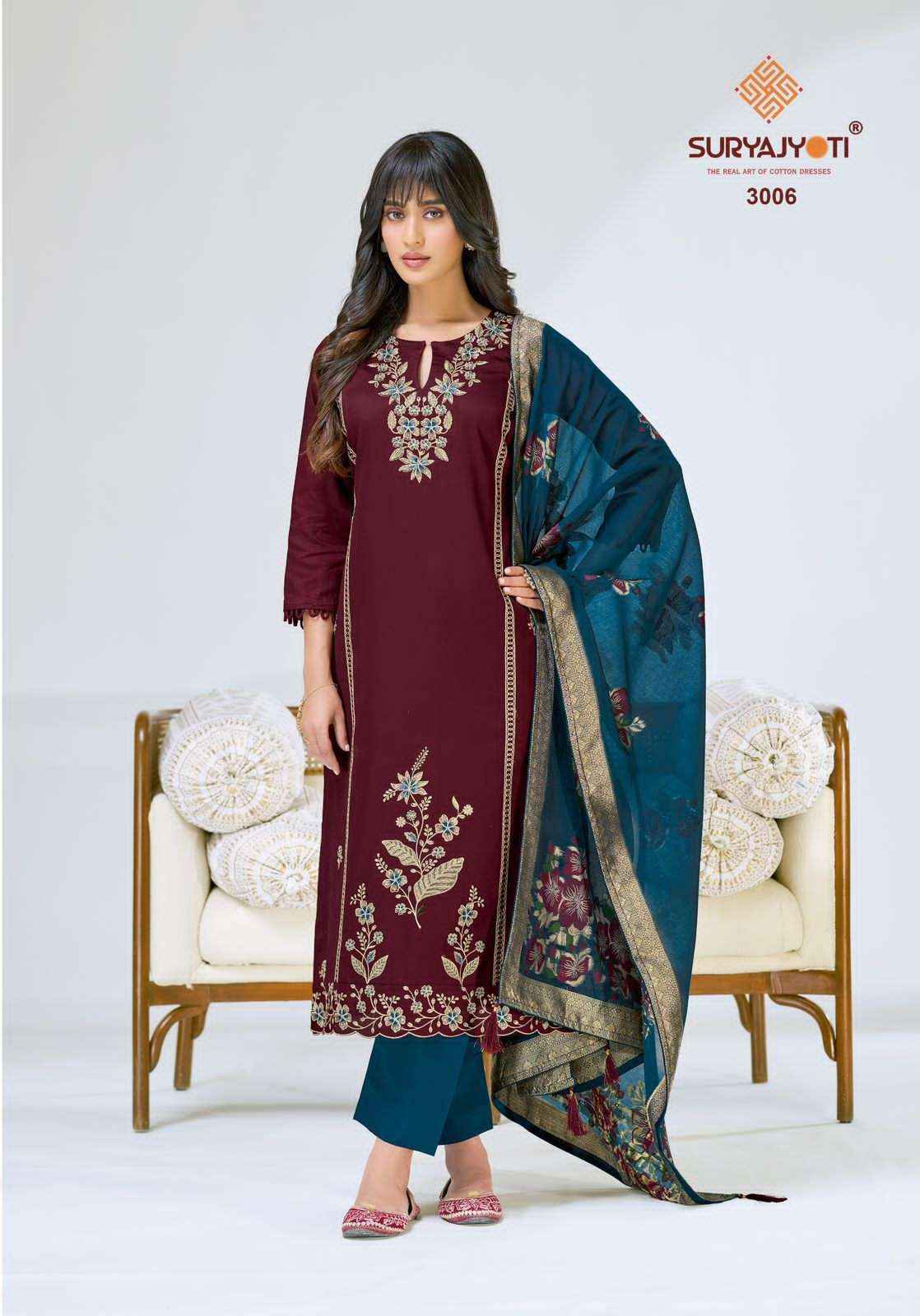 Suryajyoti Pasoori Vol 3 Pure Jam Satin Ladies Dress Catalog Suppliers