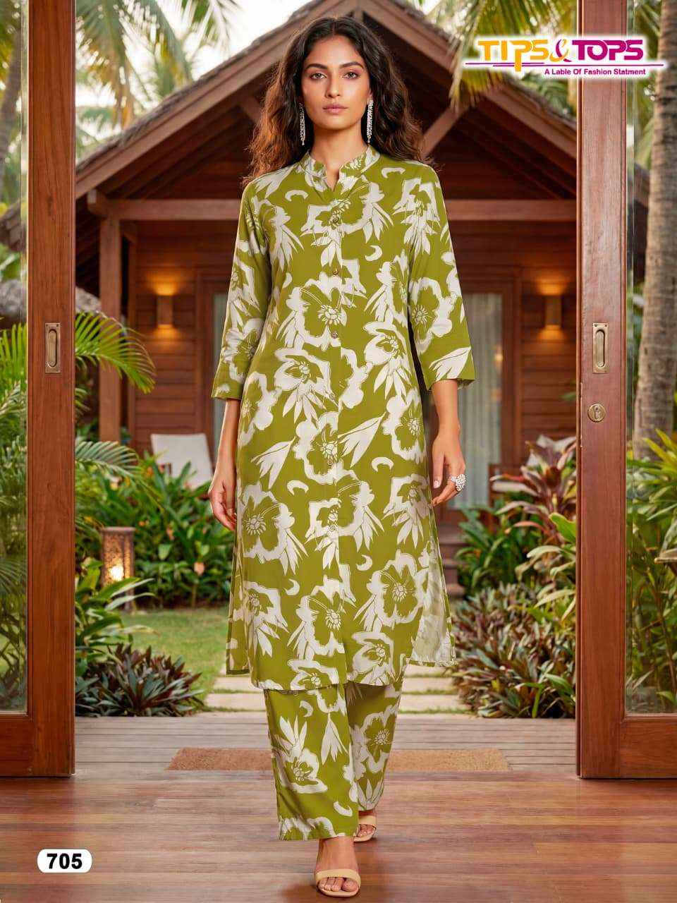 TIPS AND TOPS CINDERELLA VOL 7 RAYON PRINT FANCY KURTI WITH BOTTOM PAIR COLLECTION ( 6 PCS CATALOG )