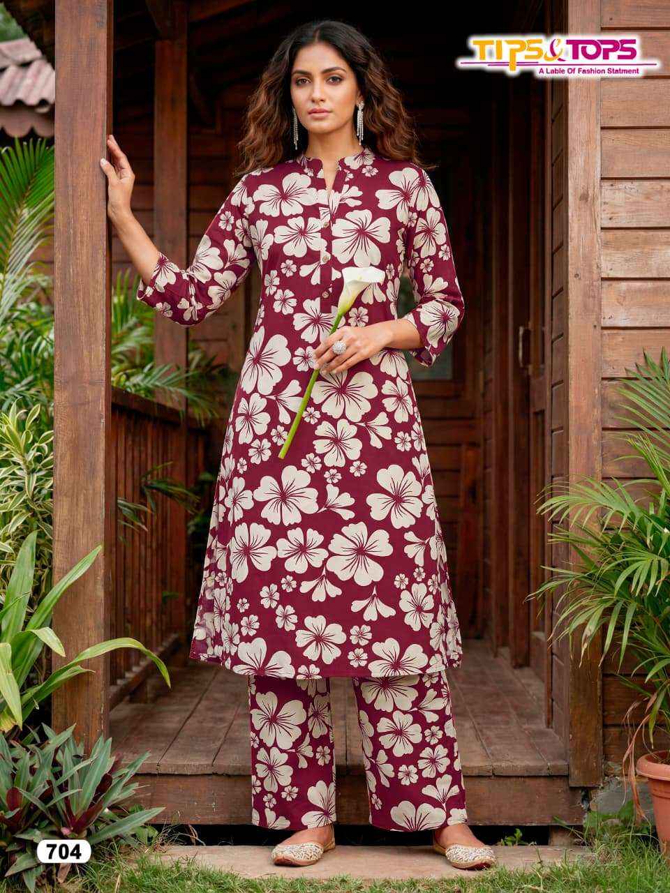 TIPS AND TOPS CINDERELLA VOL 7 RAYON PRINT FANCY KURTI WITH BOTTOM PAIR COLLECTION ( 6 PCS CATALOG )
