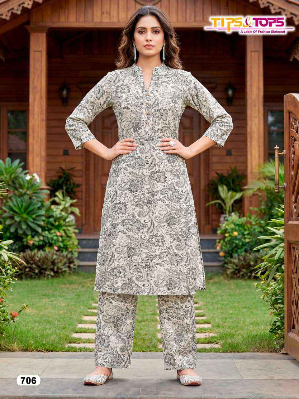TIPS AND TOPS CINDERELLA VOL 7 RAYON PRINT FANCY KURTI WITH BOTTOM PAIR COLLECTION ( 6 PCS CATALOG )