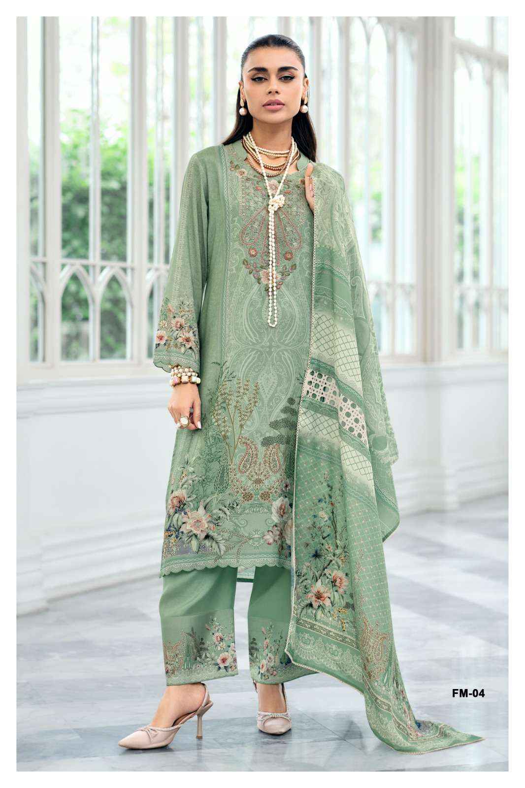 Varsha Falaknuma Exclusive Wear Muslin Dress Material Wholesale Collection ( 4 Pcs Catalog )