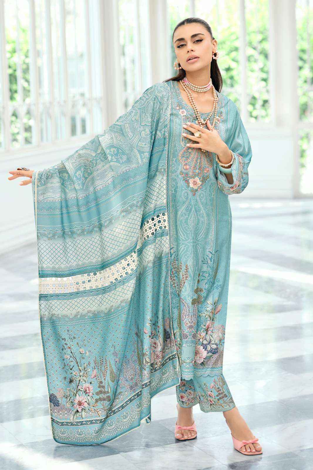 Varsha Falaknuma Exclusive Wear Muslin Dress Material Wholesale Collection ( 4 Pcs Catalog )