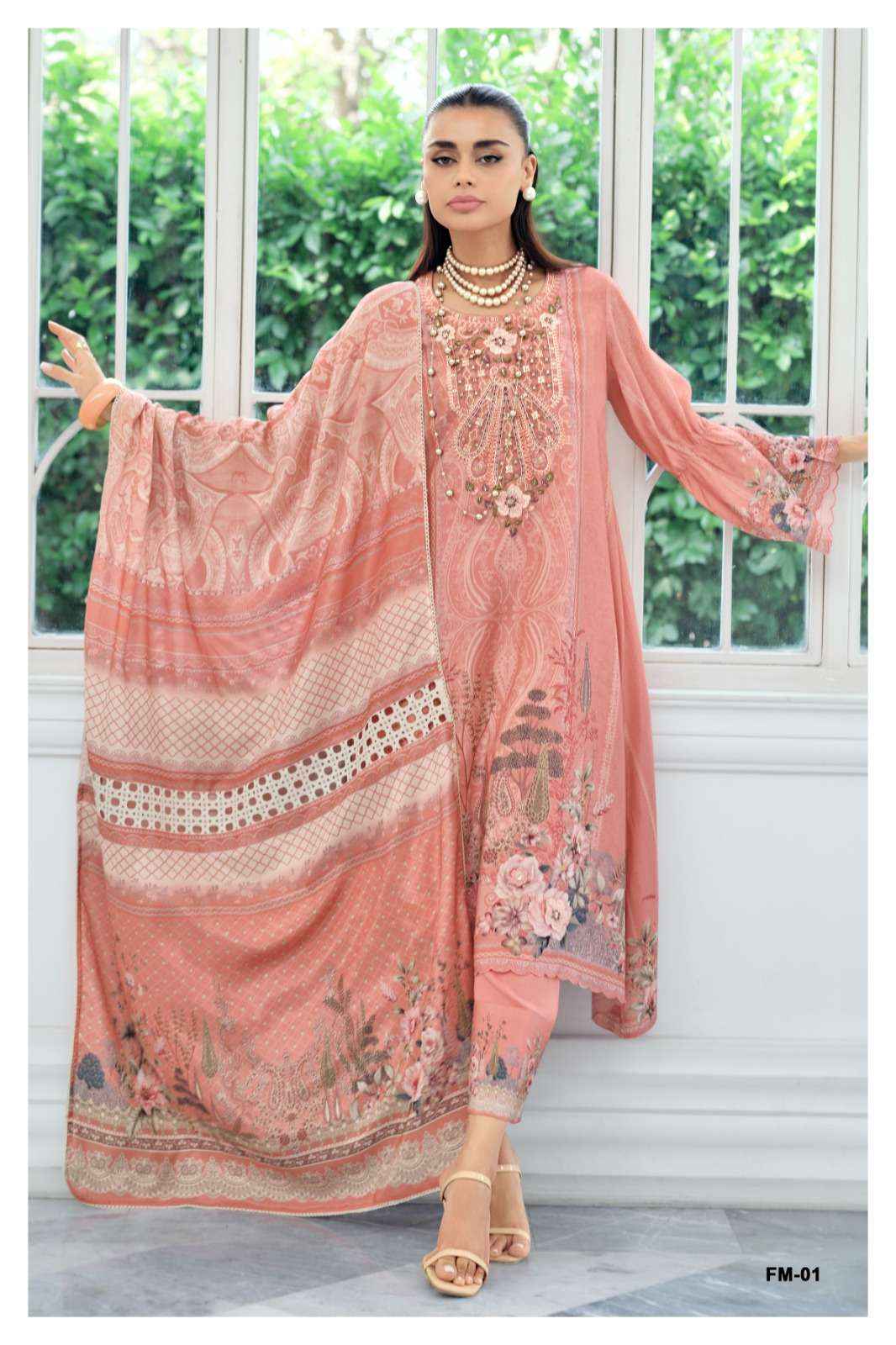 Varsha Falaknuma Exclusive Wear Muslin Dress Material Wholesale Collection ( 4 Pcs Catalog )