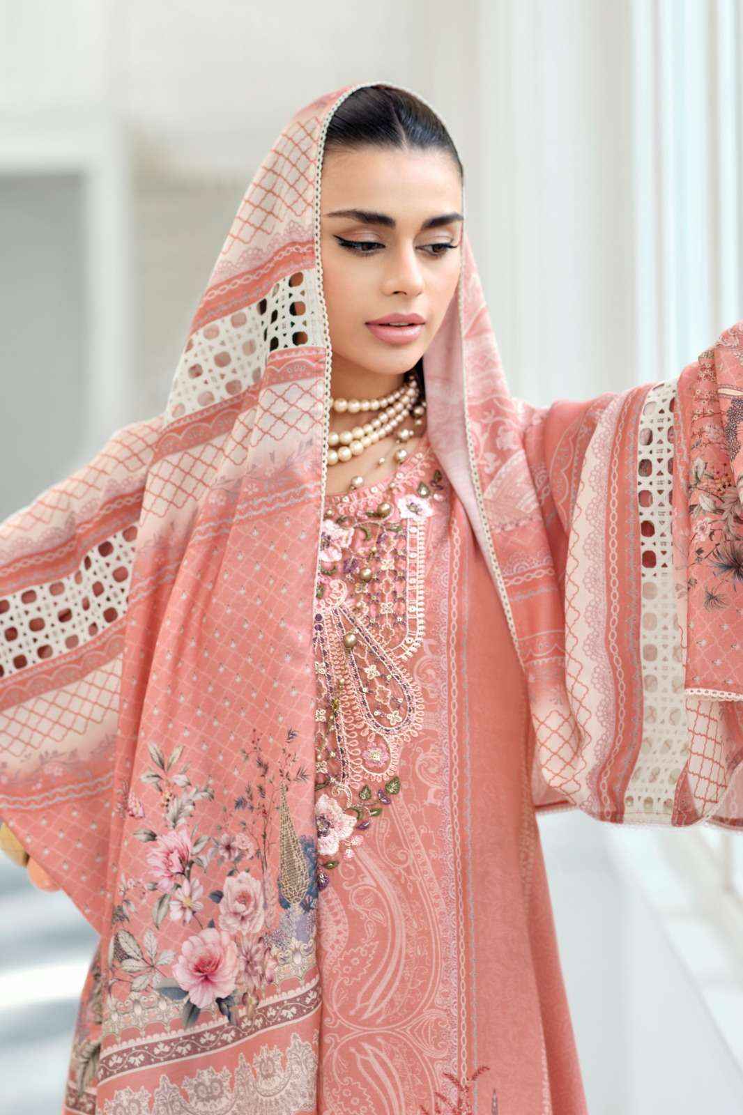 Varsha Falaknuma Exclusive Wear Muslin Dress Material Wholesale Collection ( 4 Pcs Catalog )
