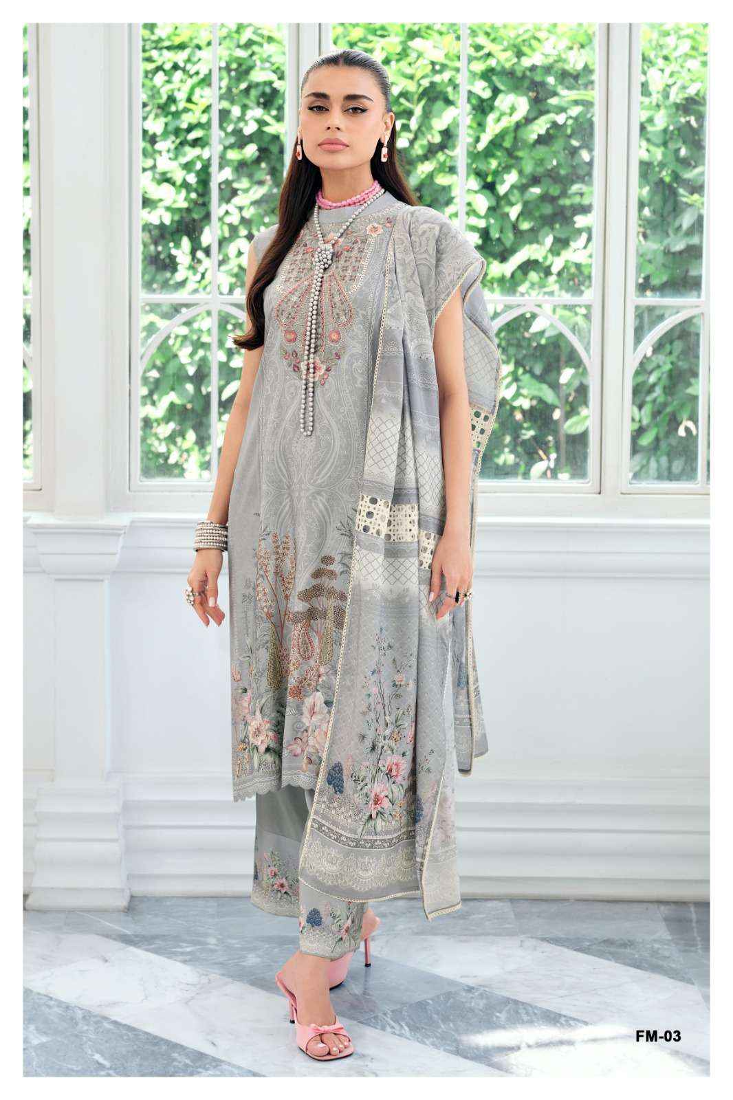 Varsha Falaknuma Exclusive Wear Muslin Dress Material Wholesale Collection ( 4 Pcs Catalog )