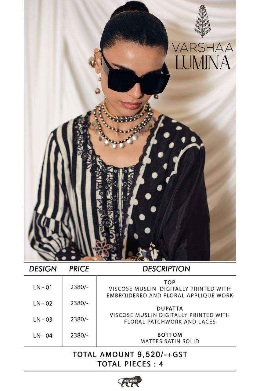 Varsha Lumina Exclusive Designs Muslin Dress Collection ( 4 Pcs Catalog )