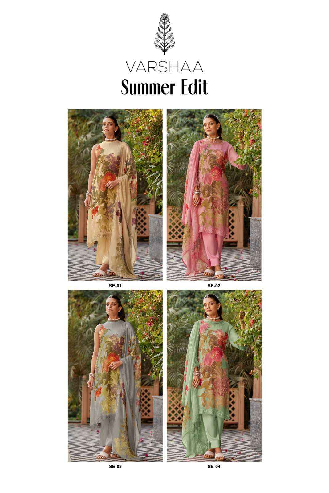 Varsha Summer Edit Digital Printed Muslin Dress Material Wholesale Collection ( 4 Pcs Catalog )