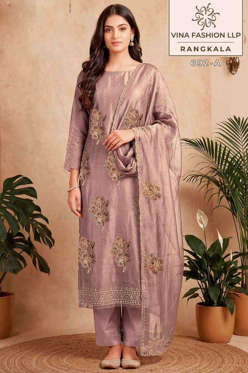 Vinay Fashion Kuleesh Rangkala Partywear Style Ladies Dress Material Wholesale Collection ( 4 Pcs Catalog )