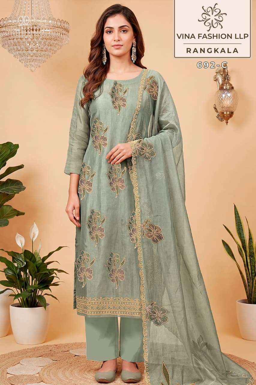 Vinay Fashion Kuleesh Rangkala Partywear Style Ladies Dress Material Wholesale Collection ( 4 Pcs Catalog )
