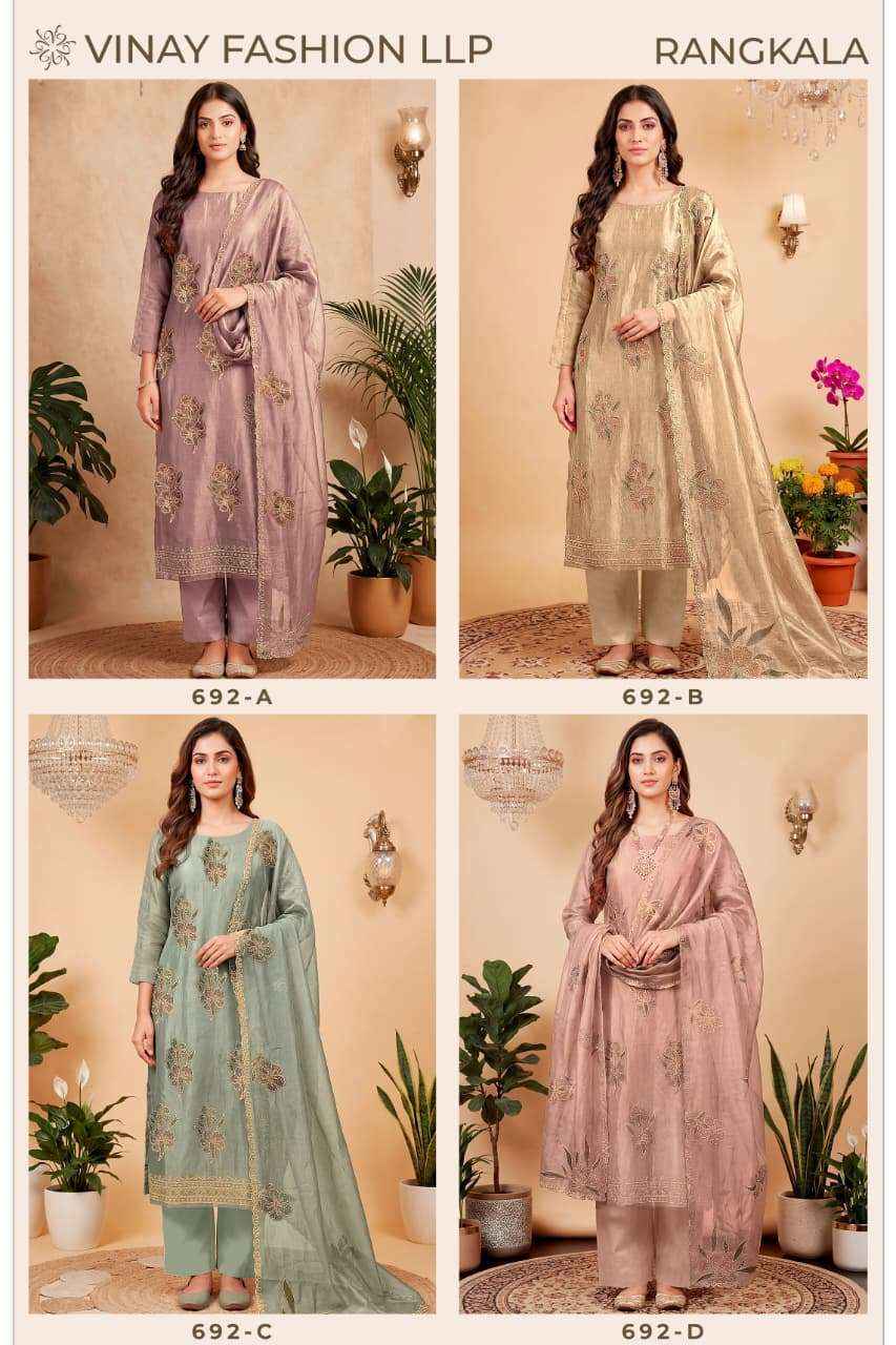 Vinay Fashion Kuleesh Rangkala Partywear Style Ladies Dress Material Wholesale Collection ( 4 Pcs Catalog )