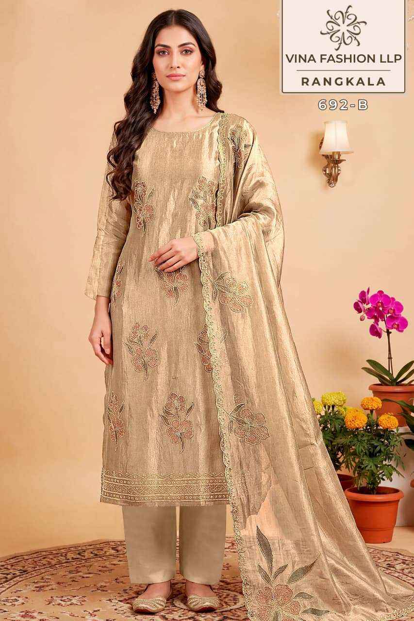 Vinay Fashion Kuleesh Rangkala Partywear Style Ladies Dress Material Wholesale Collection ( 4 Pcs Catalog )