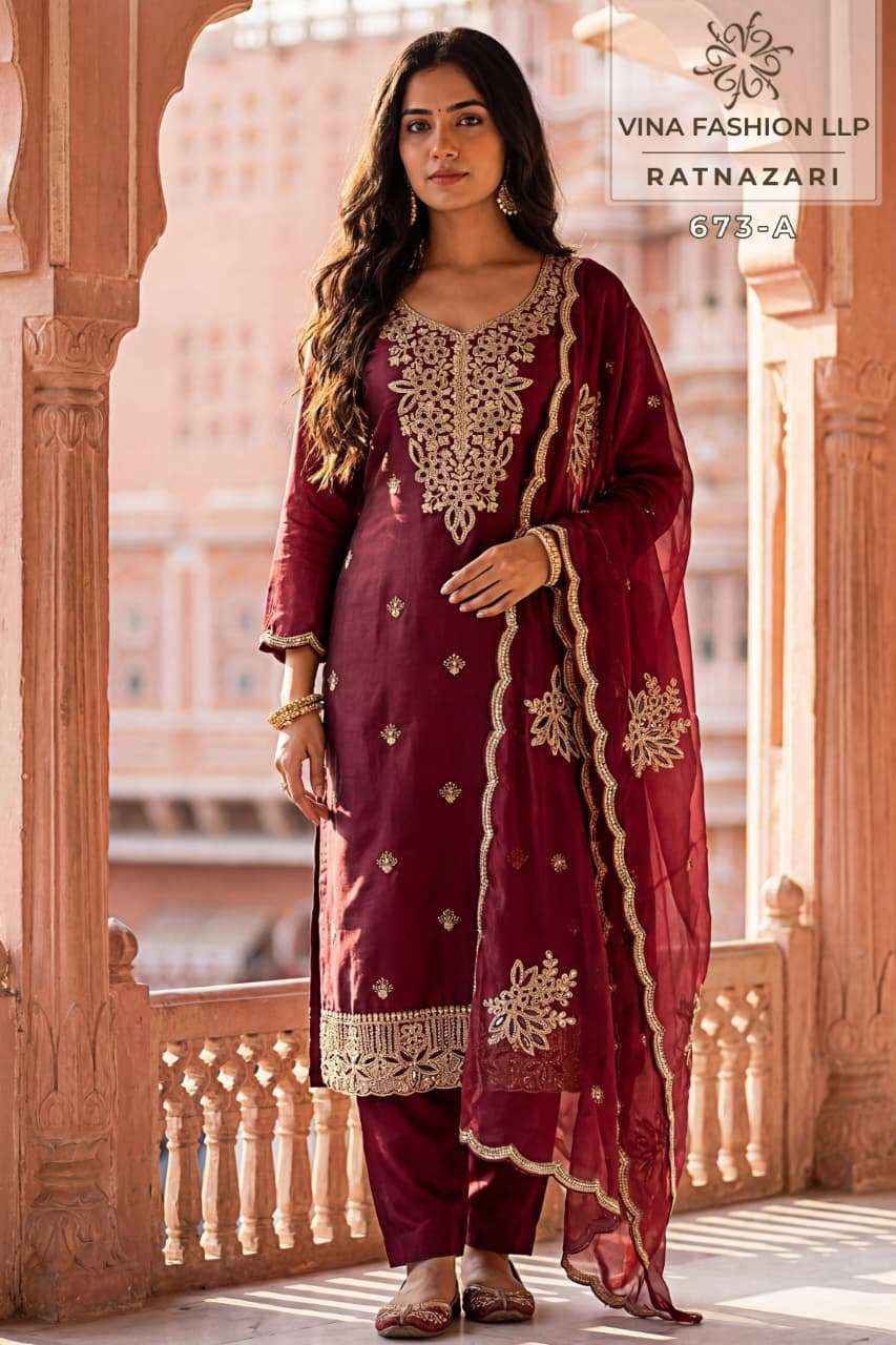 Vinay Fashion Kuleesh Ratnazari Fancy Silk Designer Dress Material Wholesale Collection ( 4 Pcs Catalog )