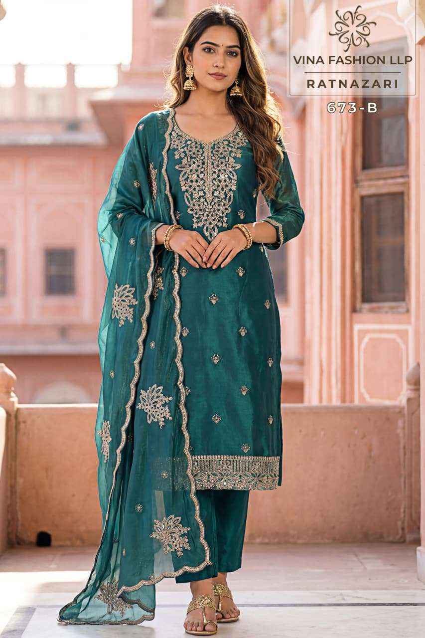 Vinay Fashion Kuleesh Ratnazari Fancy Silk Designer Dress Material Wholesale Collection ( 4 Pcs Catalog )