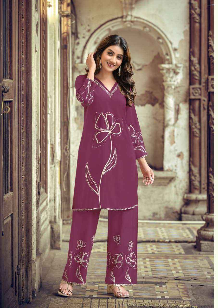 Woodee Fashion Natasha Rayon Premium Designs Cord Set Wholesale Price ( 6 Pcs Catalogue )