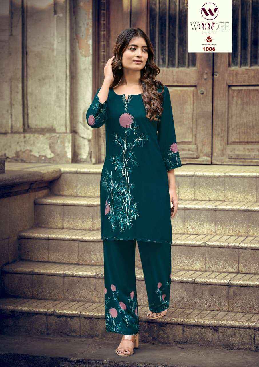 Woodee Fashion Natasha Rayon Premium Designs Cord Set Wholesale Price ( 6 Pcs Catalogue )
