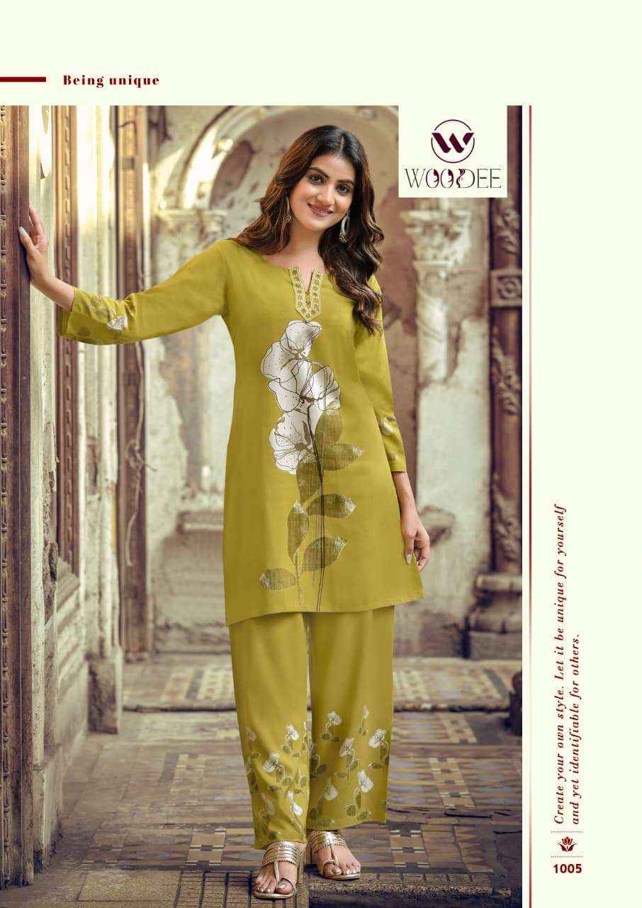 Woodee Fashion Natasha Rayon Premium Designs Cord Set Wholesale Price ( 6 Pcs Catalogue )