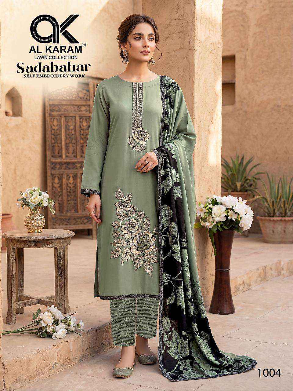 Al Karam Sadabahar Rayon Ladies Suits Wholesale Price