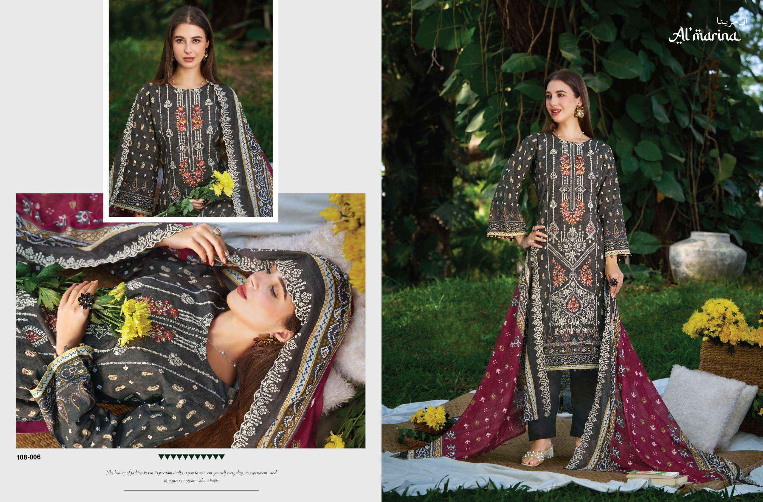 Al Marina Sukoon e Safar Cotton Wholesale Dress Material New Catalogue ( 6 pcs Catalogue )