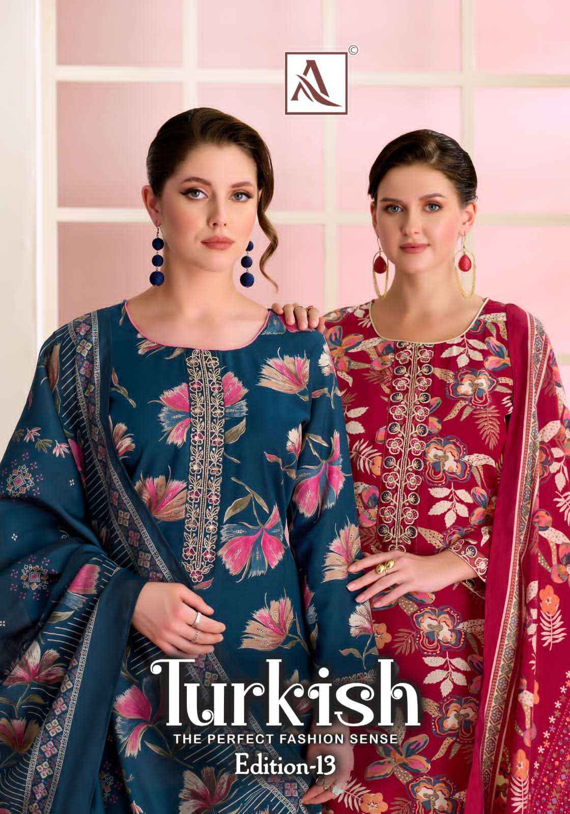 Alok Suit Turkish Edition 13 Rayon Wholesale Surat 6 Pcs Catalogue