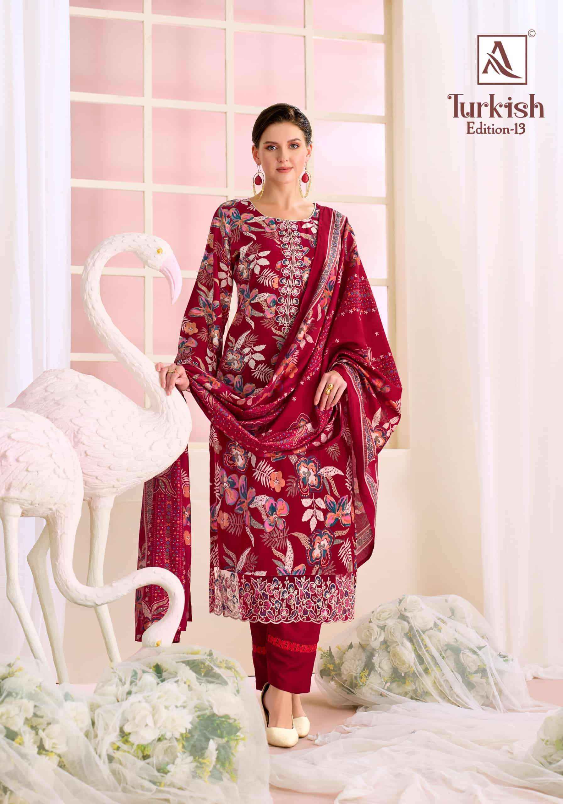 Alok Suit Turkish Edition 13 Rayon Wholesale Surat 6 Pcs Catalogue