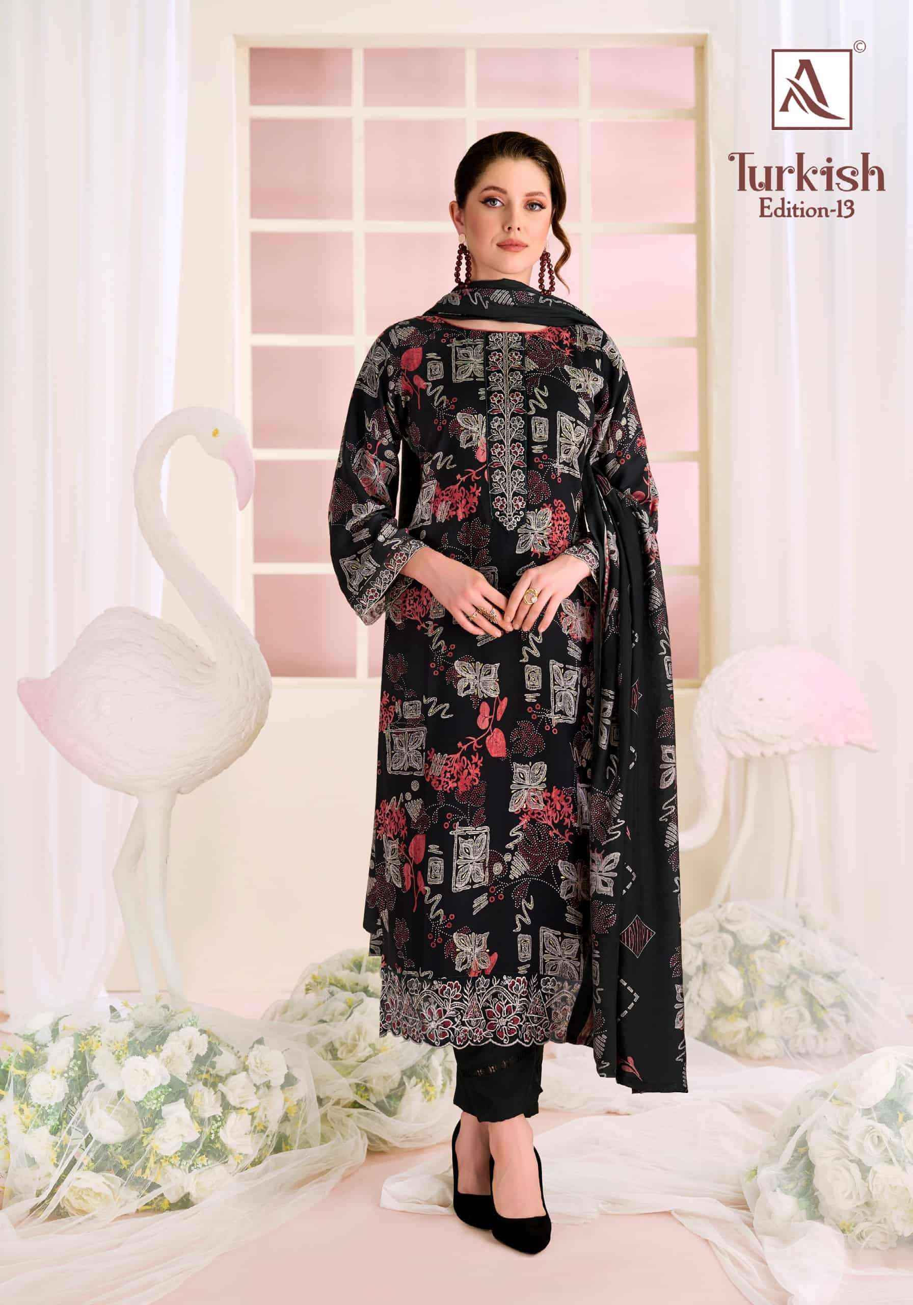 Alok Suit Turkish Edition 13 Rayon Wholesale Surat 6 Pcs Catalogue