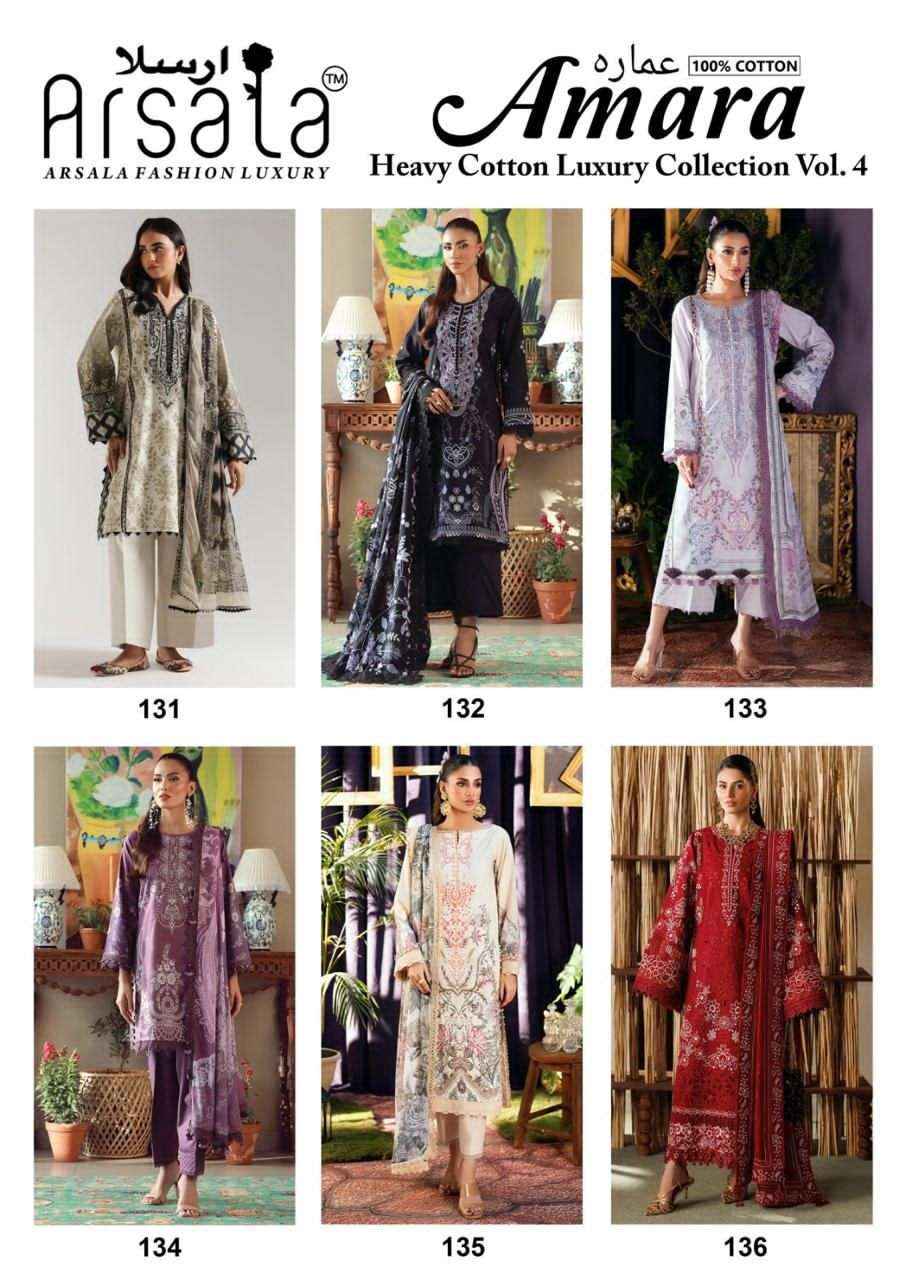 Arsala Amara Vol 4 Fancy Cotton Dress Material Wholesale Collection ( 6 Pcs Catalog )