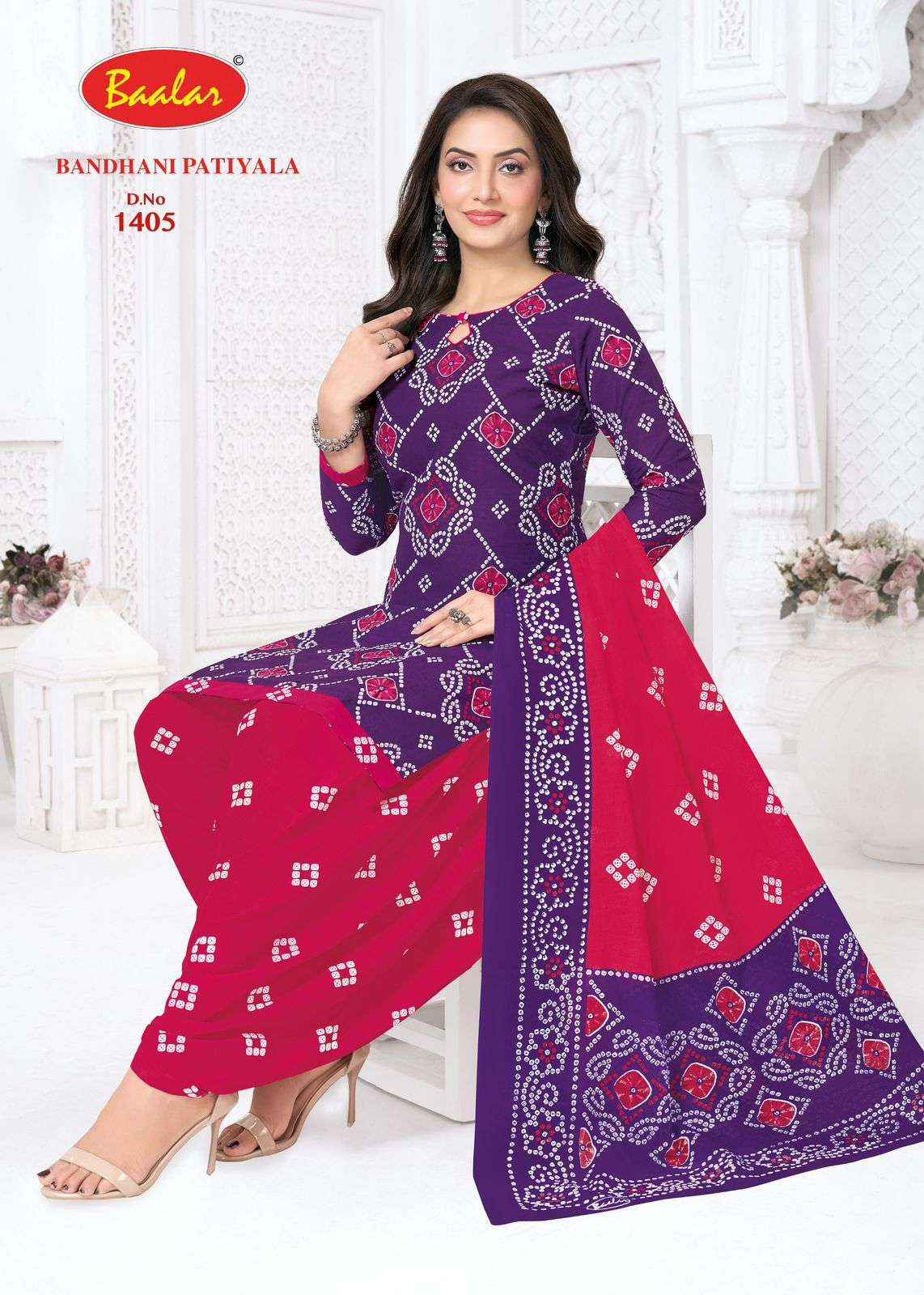 Baalar Bandhani Patiyala Vol 14 Cotton Unstitch Suits 12 Pcs Catalogue
