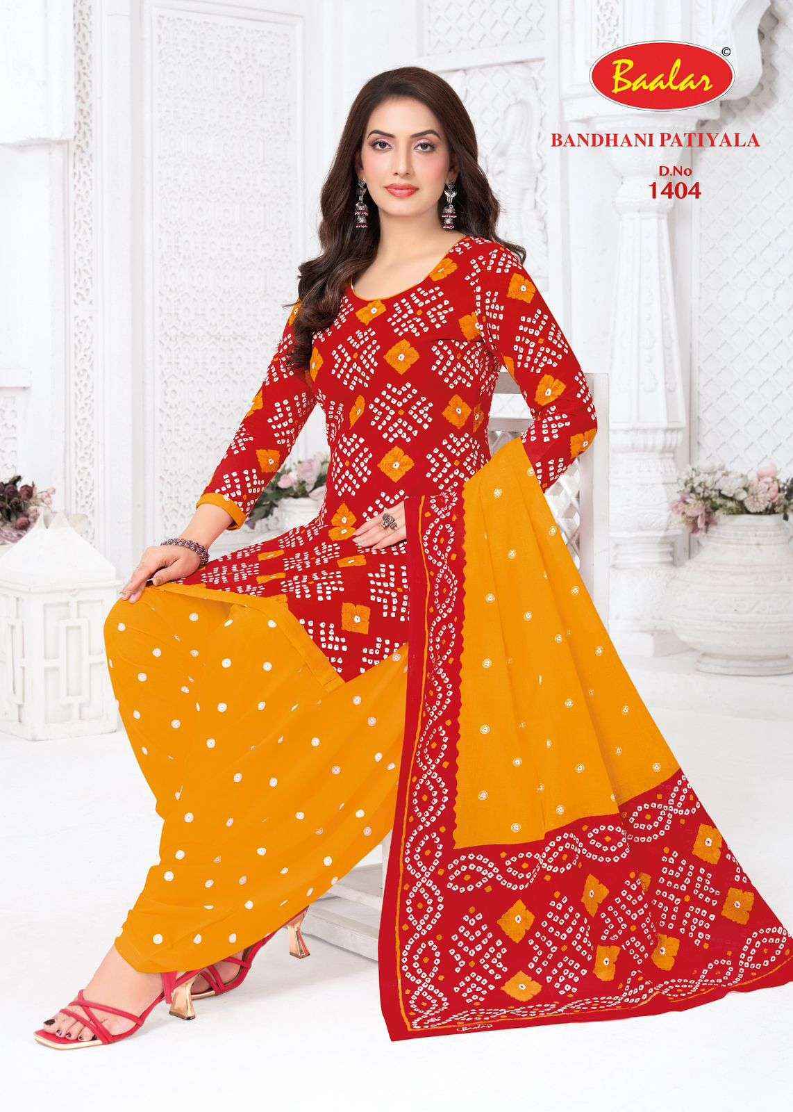 Baalar Bandhani Patiyala Vol 14 Cotton Unstitch Suits 12 Pcs Catalogue