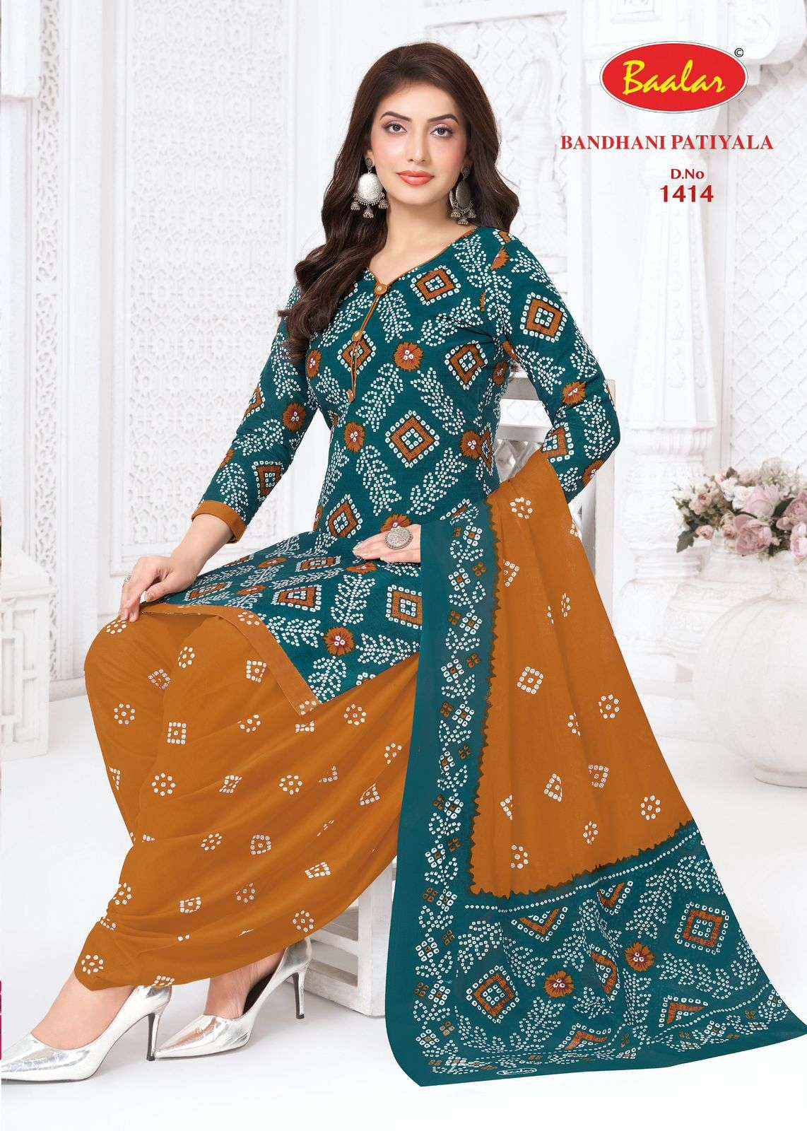 Baalar Bandhani Patiyala Vol 14 Cotton Unstitch Suits 12 Pcs Catalogue