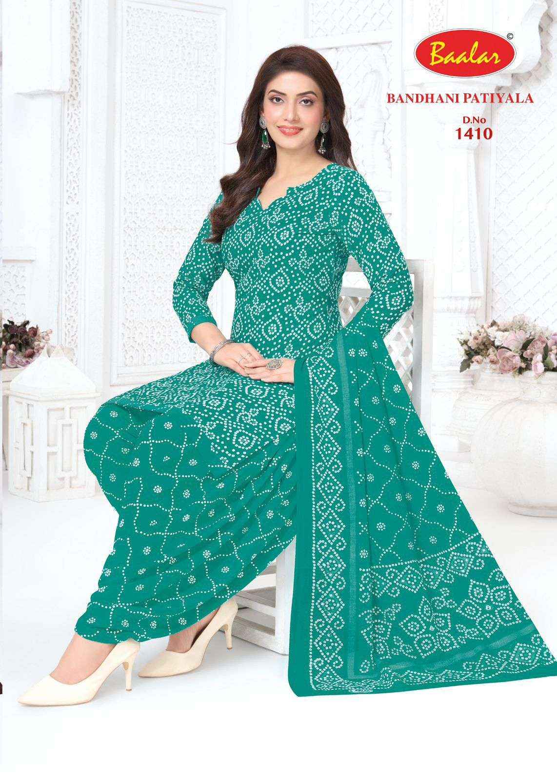 Baalar Bandhani Patiyala Vol 14 Cotton Unstitch Suits 12 Pcs Catalogue