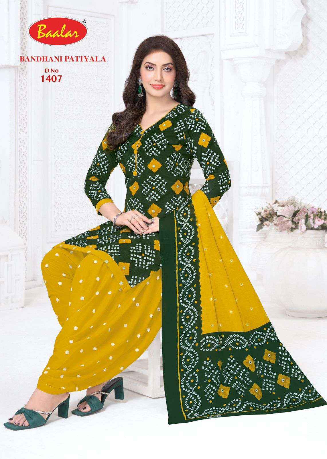 Baalar Bandhani Patiyala Vol 14 Cotton Unstitch Suits 12 Pcs Catalogue
