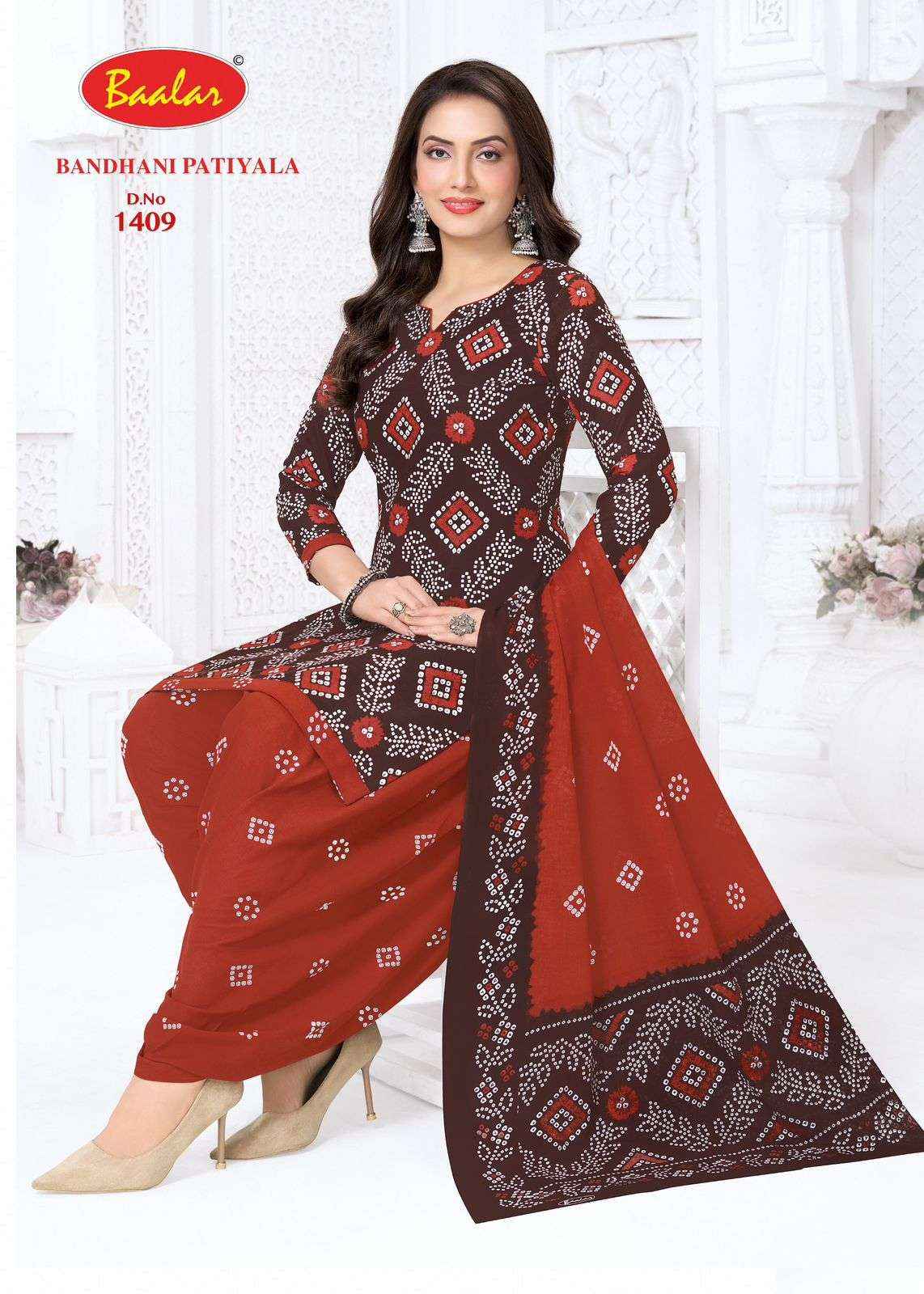 Baalar Bandhani Patiyala Vol 14 Cotton Unstitch Suits 12 Pcs Catalogue
