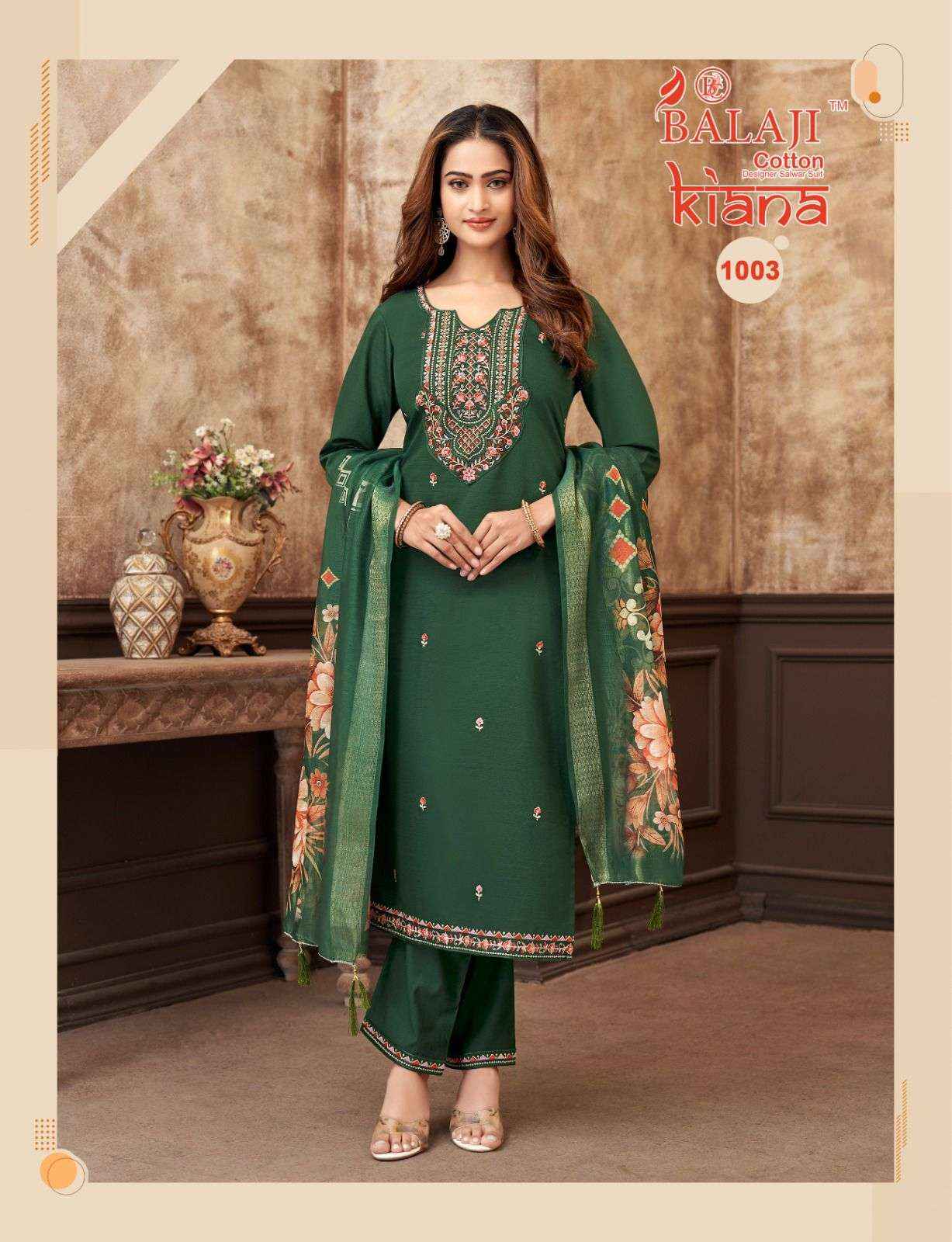 Balaji Cotton Kiana Premium Wear Kurti Pant Dupatta Set Dress Collection ( 8 Pcs Catalog )