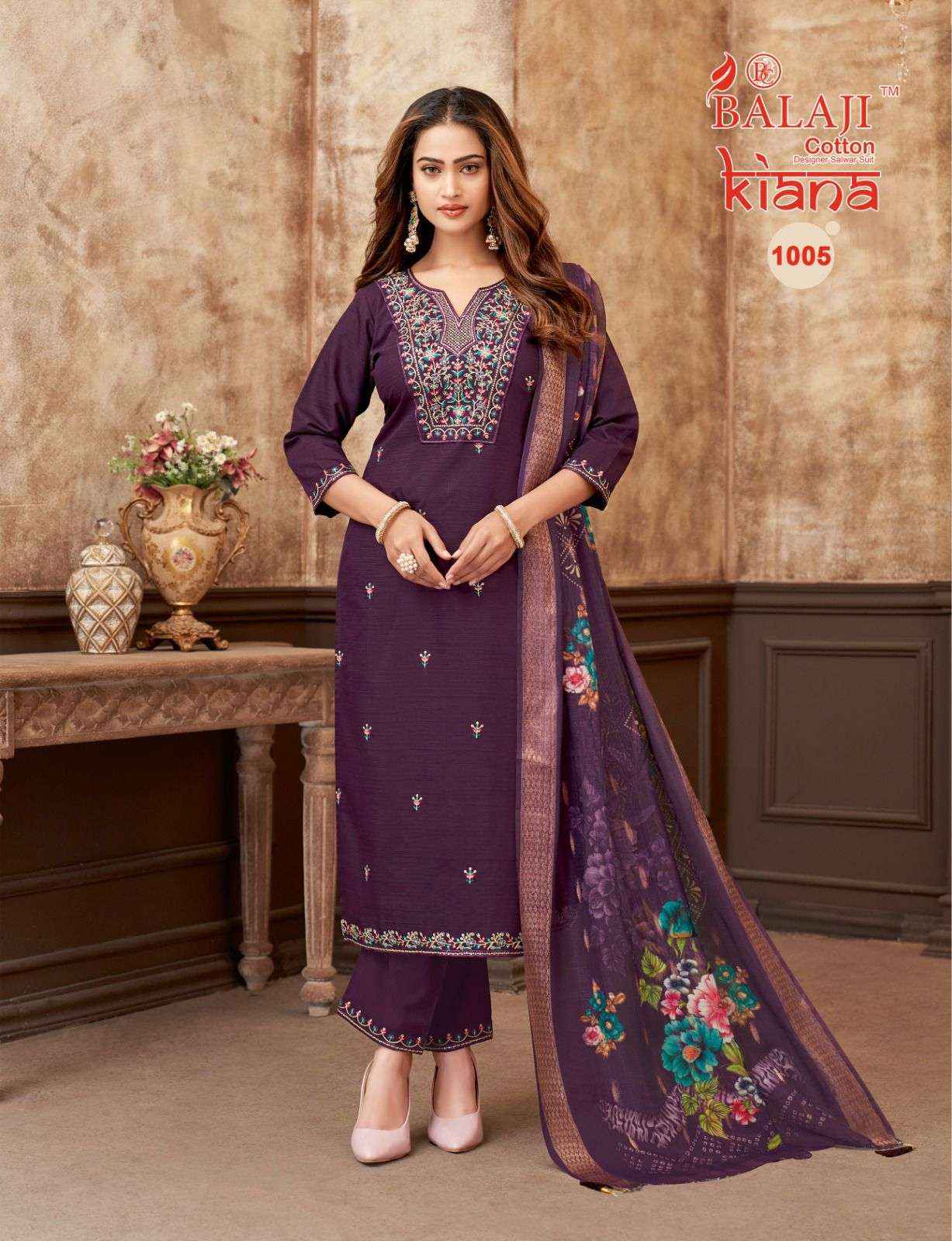 Balaji Cotton Kiana Premium Wear Kurti Pant Dupatta Set Dress Collection ( 8 Pcs Catalog )