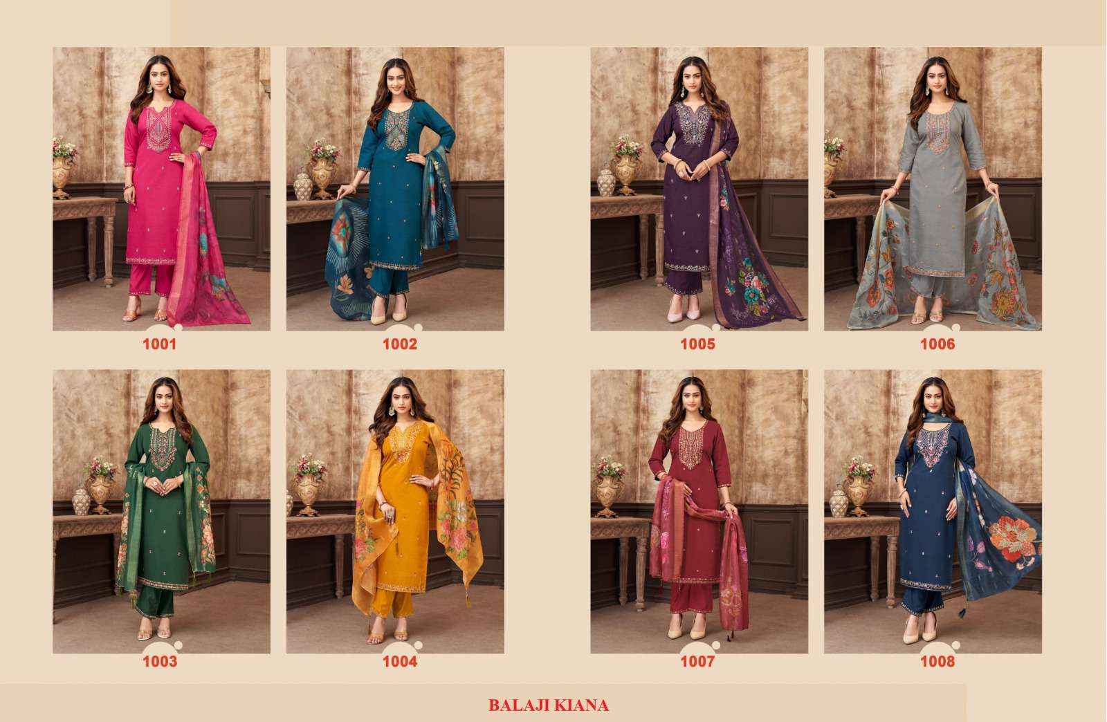 Balaji Cotton Kiana Premium Wear Kurti Pant Dupatta Set Dress Collection ( 8 Pcs Catalog )