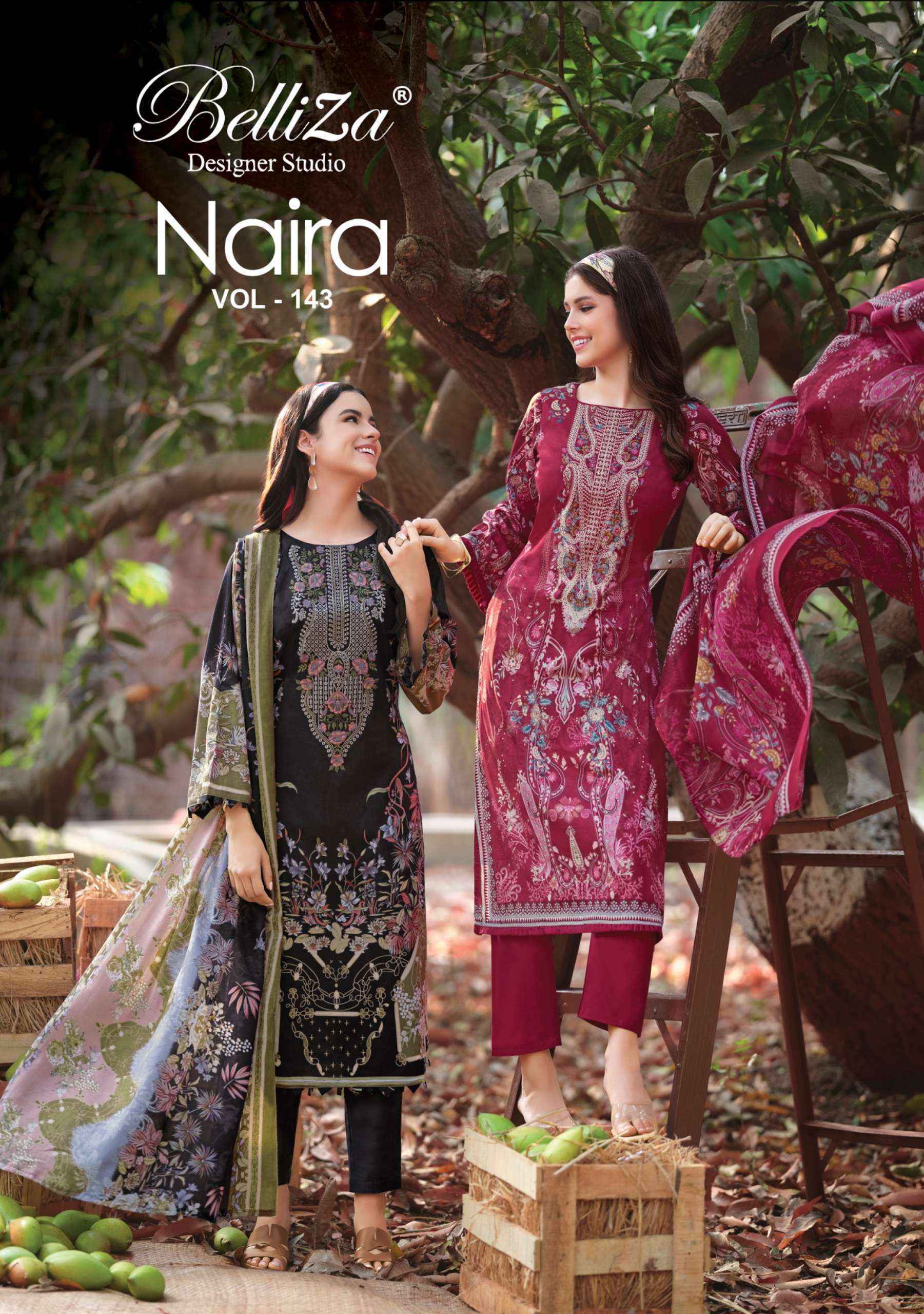 Belliza Designer Naira Vol 143 Cotton Dress Material Wholesale Market ( 8 pcs Catalogue )