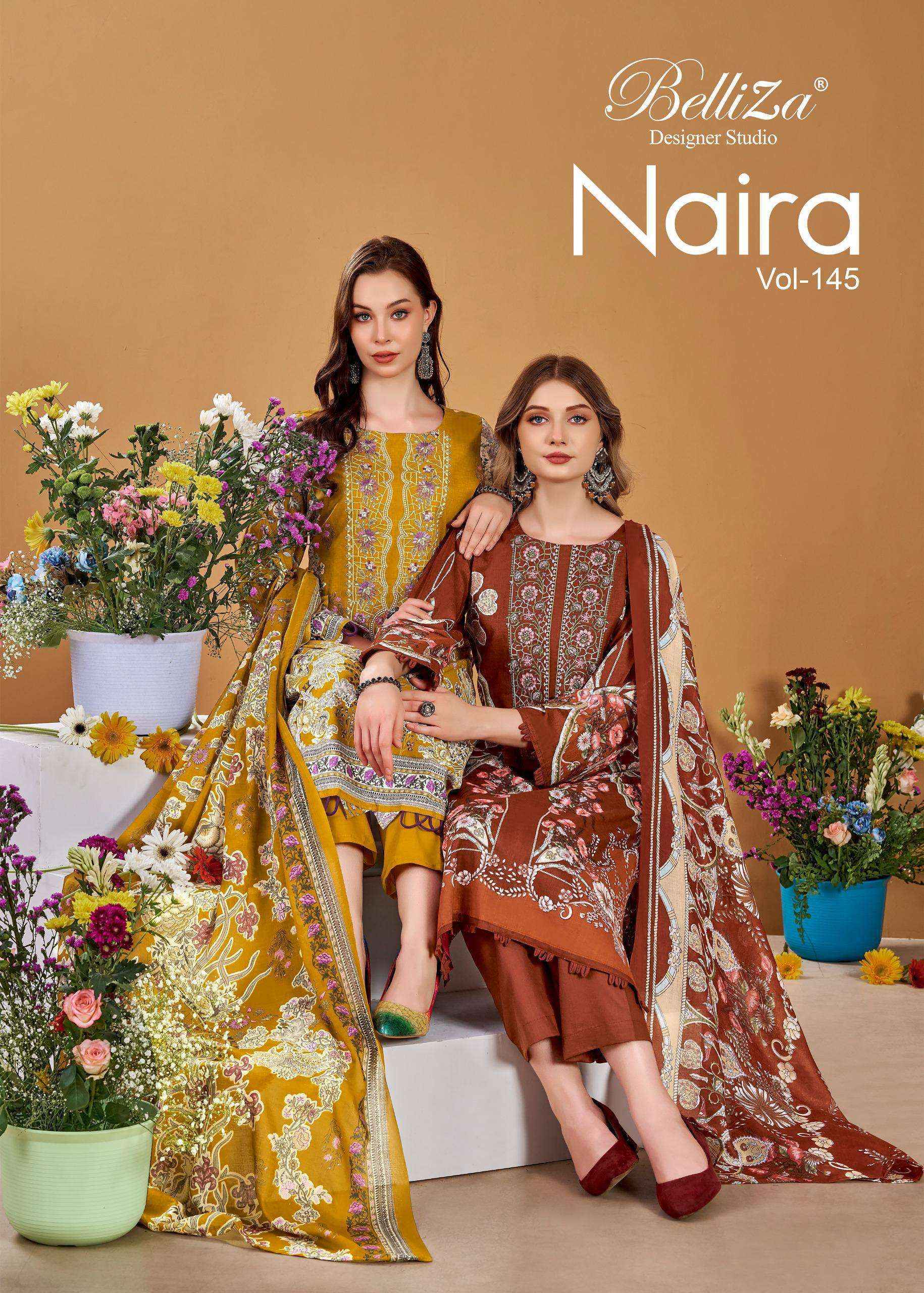 Belliza Designer Naira Vol 145 Wholesale Catalog 8 pcs Cataloge